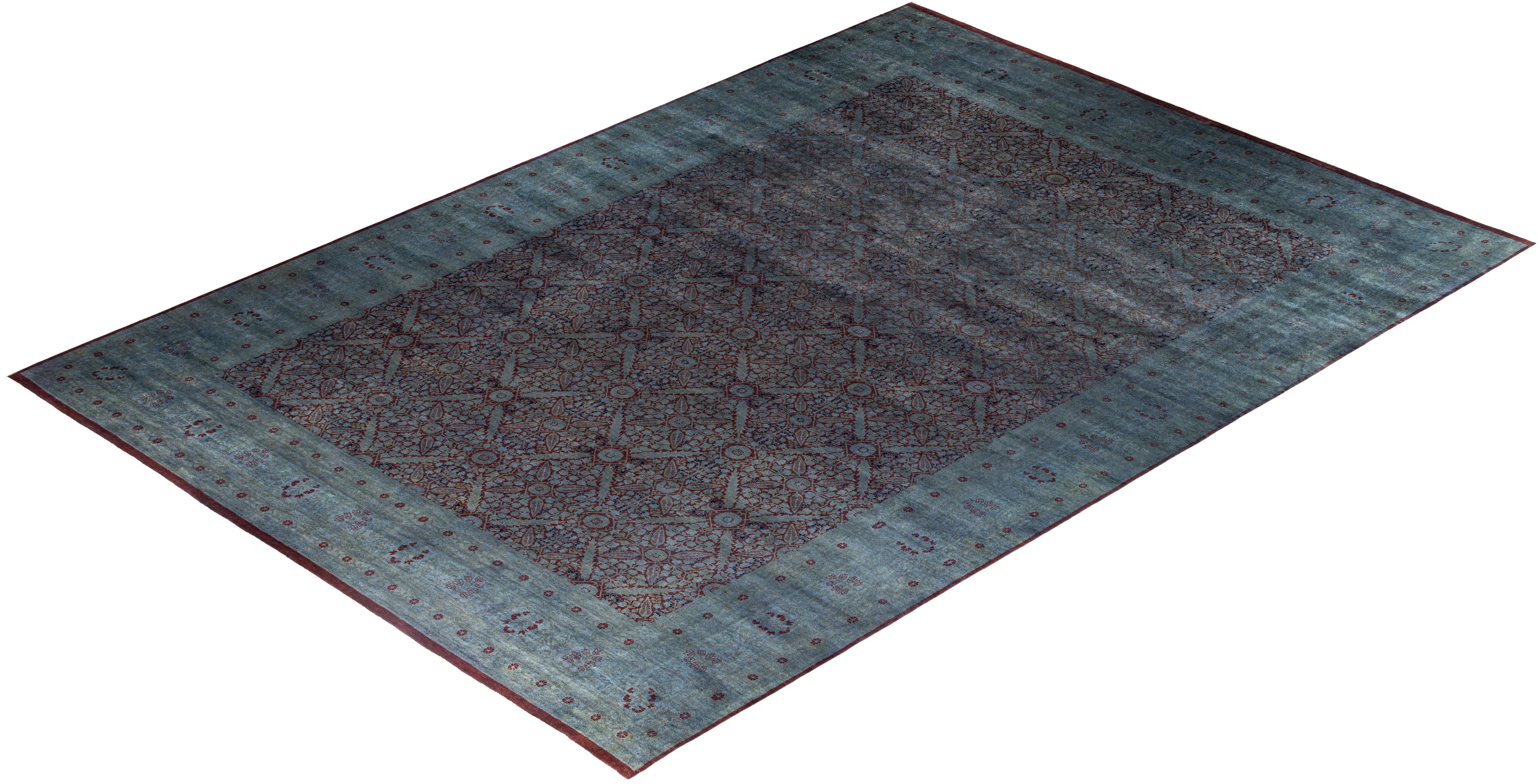 Tapis de sol en laine Overdyed One-of-a-Kind Gray 12' 2