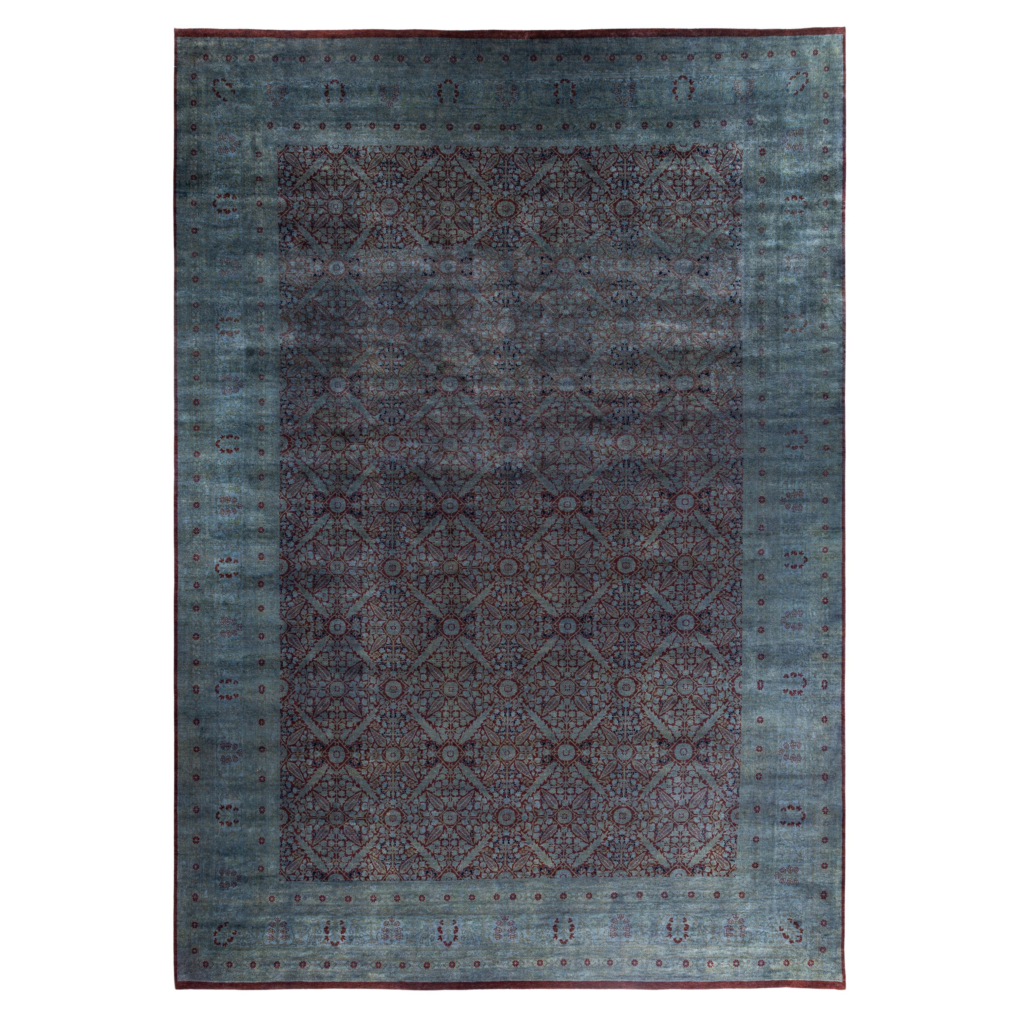 Overdyed One-of-a-Kind Wool Gray Area Rug 12' 2" x 17' 4"