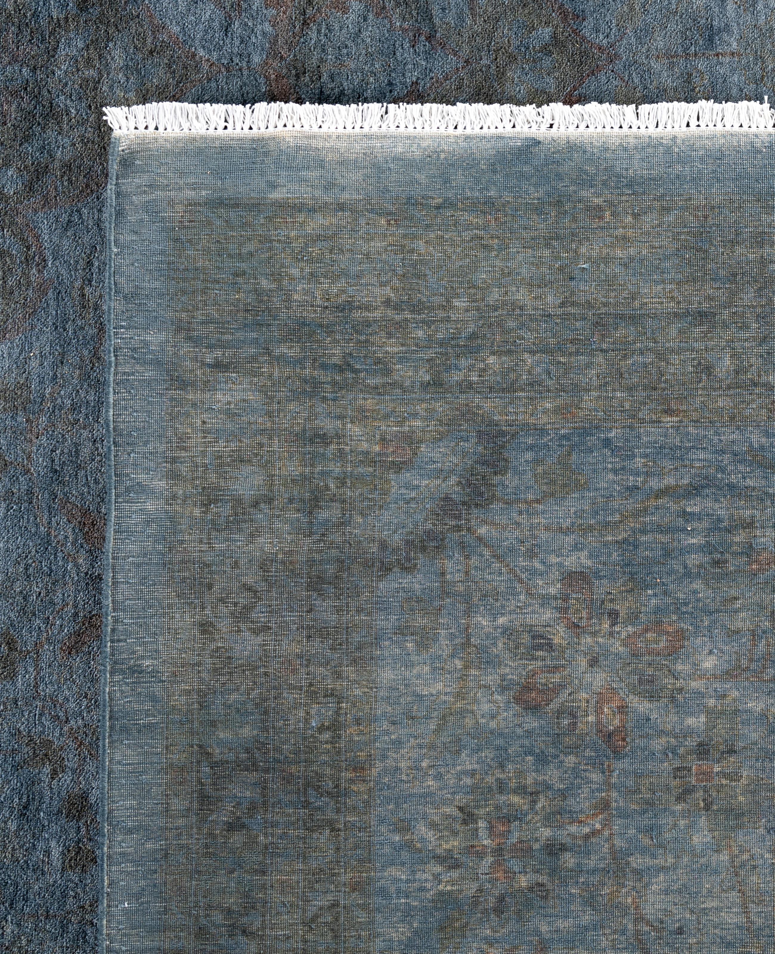 Overdyed One-of-a-Kind Wool Gray Area Rug 12' 3