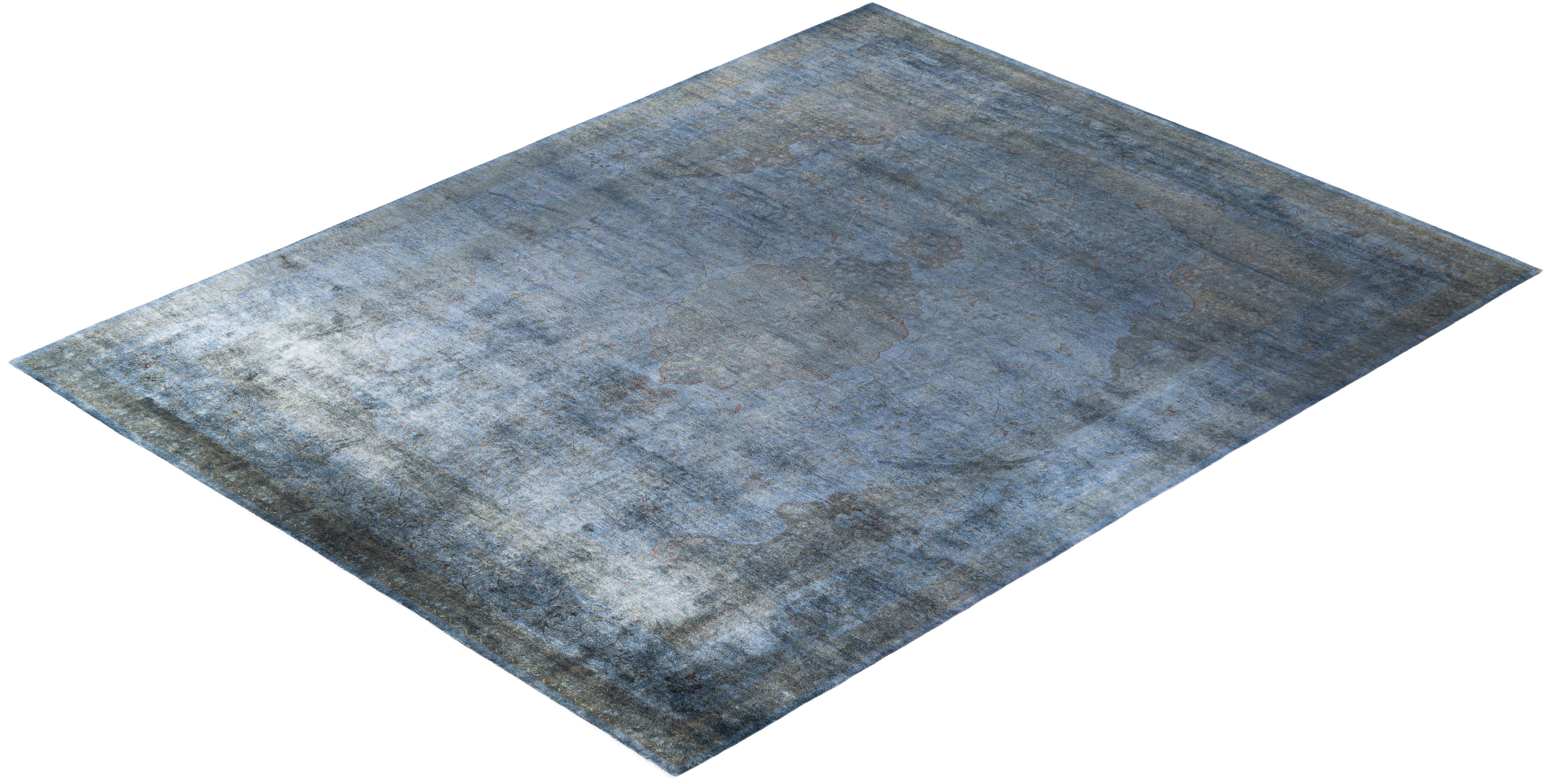 Overdyed One-of-a-Kind Wool Gray Area Rug 12' 3