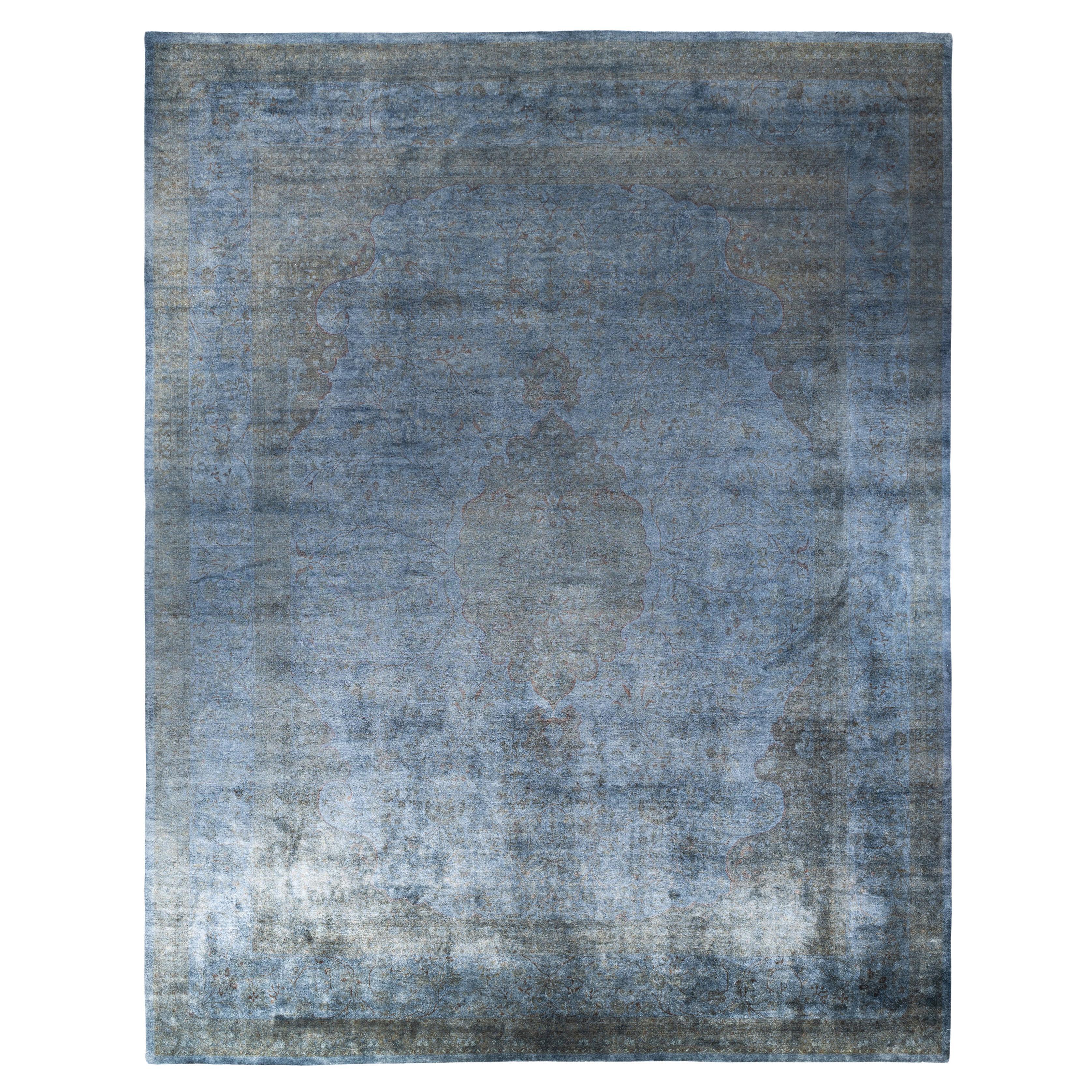 Overdyed One-of-a-Kind Wool Gray Area Rug 12' 3" x 15' 8" For Sale