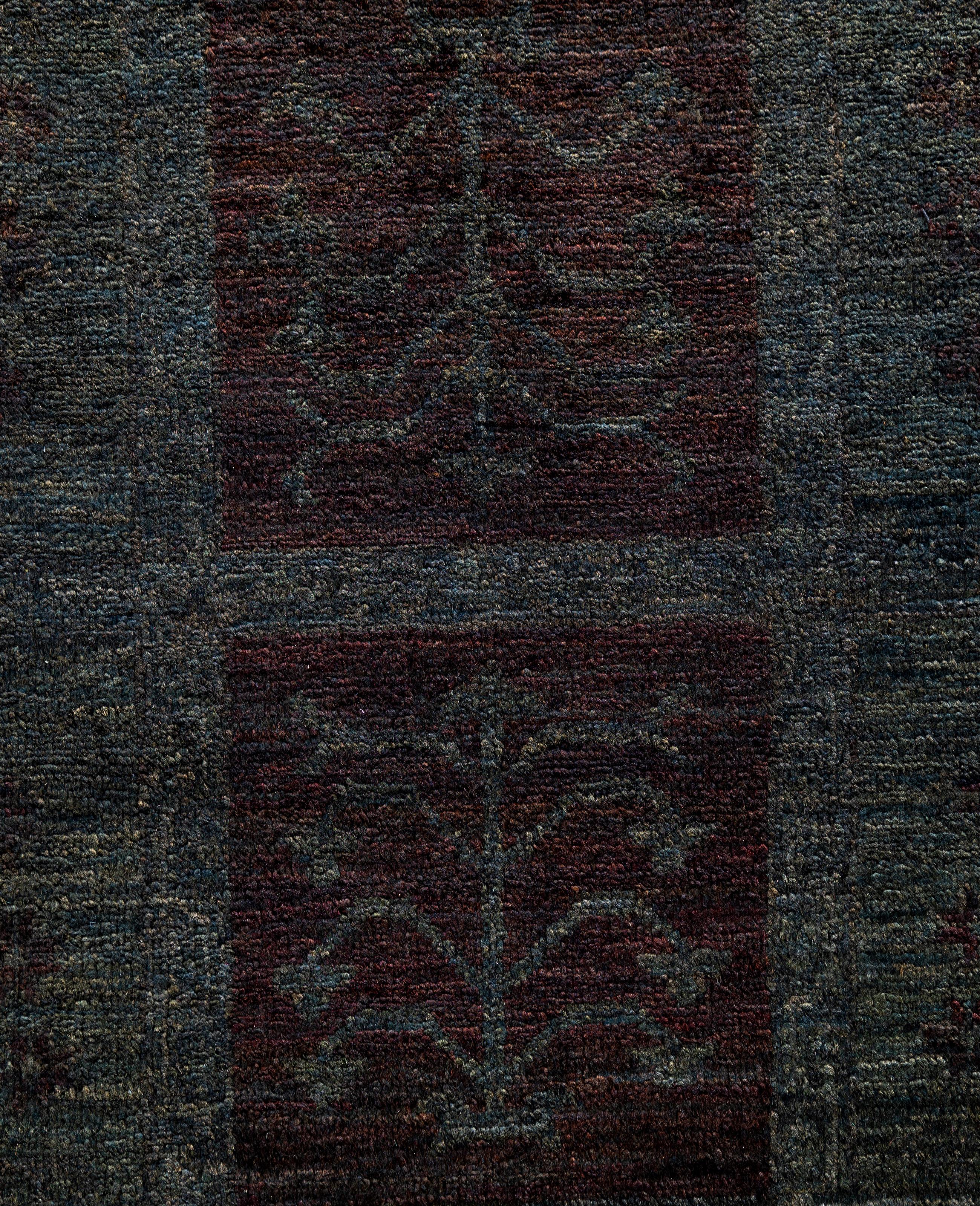 Pakistani Overdyed One-of-a-Kind Wool Gray Area Rug 12' 3