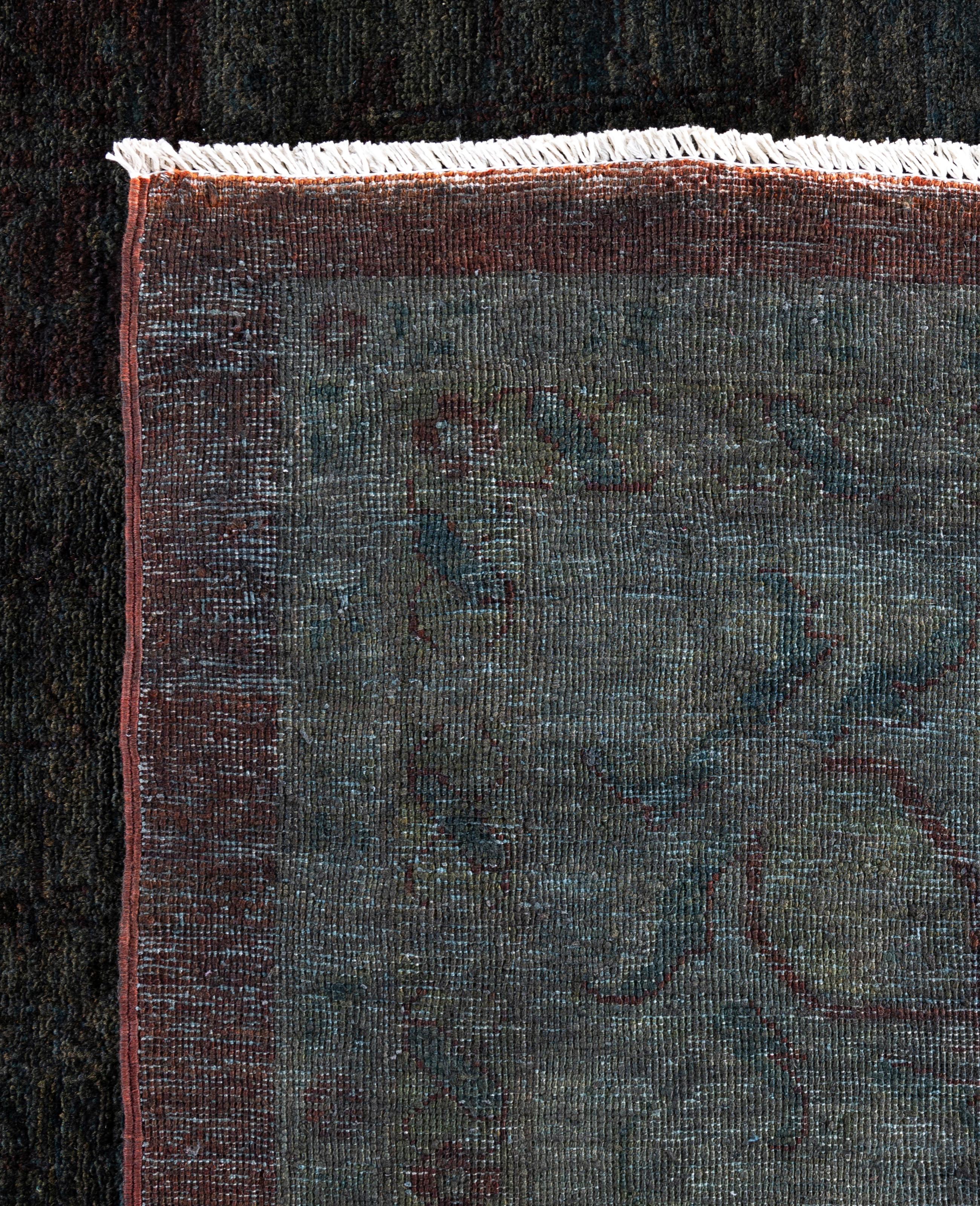 Overdyed One-of-a-Kind Wool Gray Area Rug 12' 3