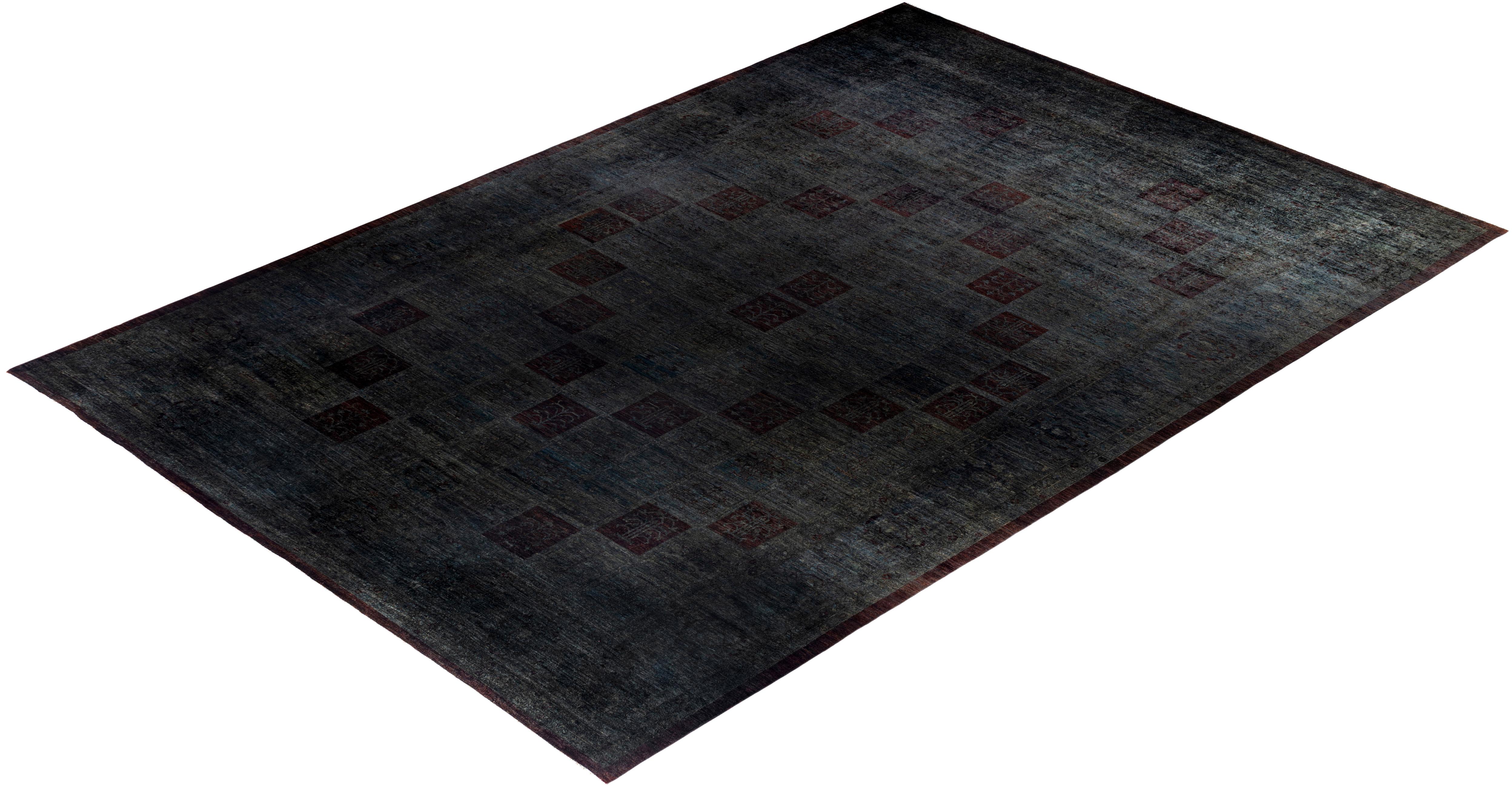 Overdyed One-of-a-Kind Wool Gray Area Rug 12' 3