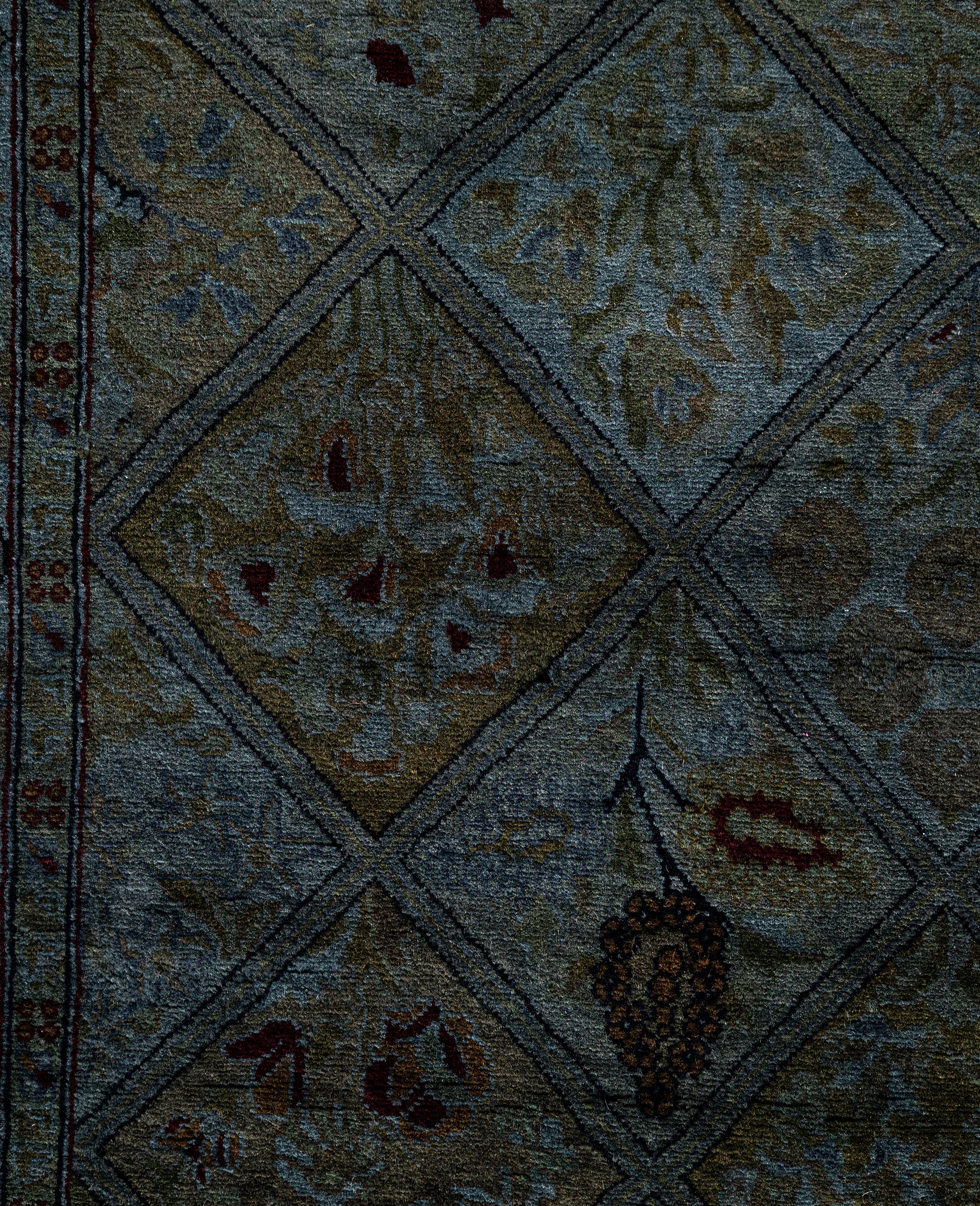 Pakistanais Tapis de sol en laine gris surteint et unique en son genre 2' 8