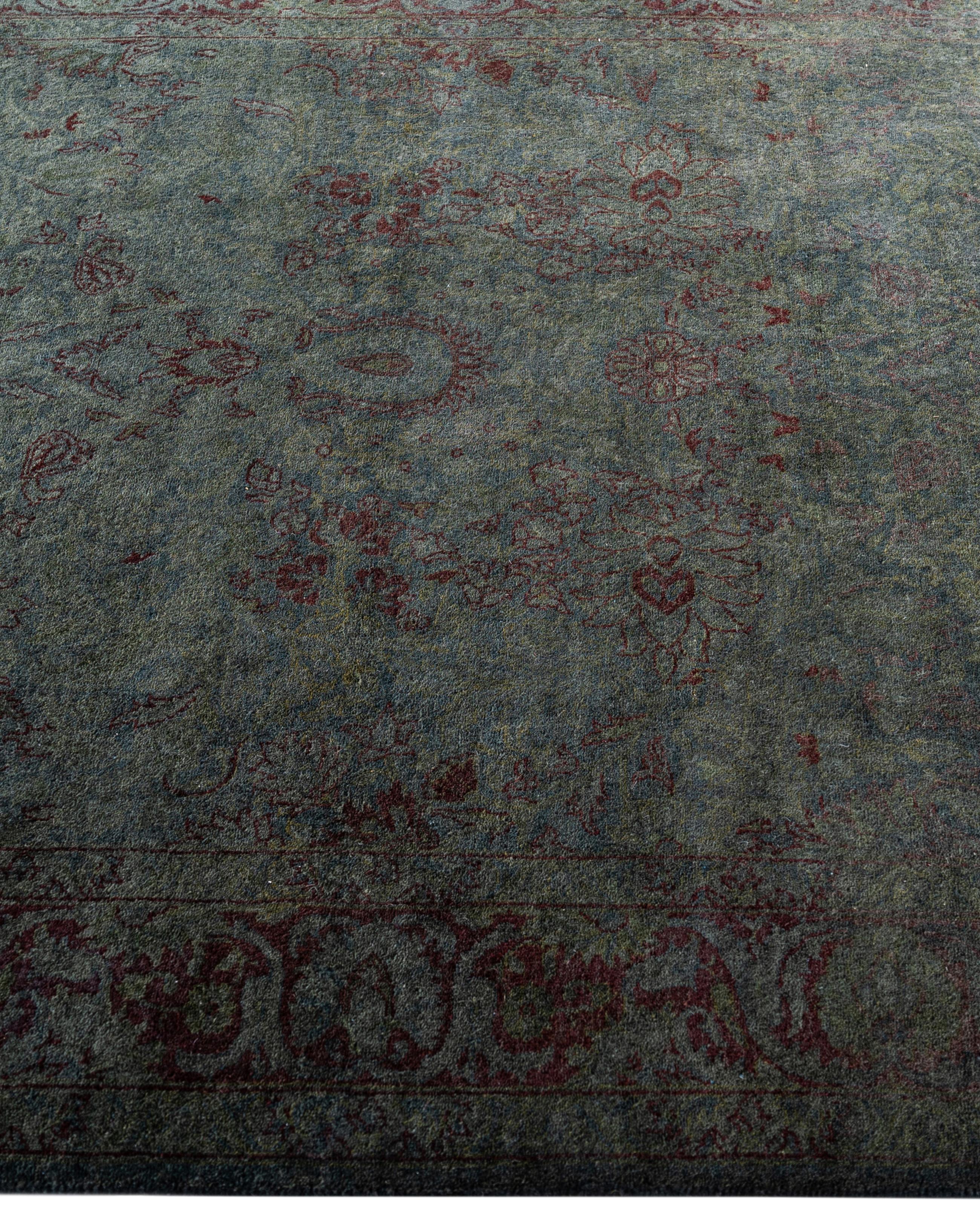 Noué à la main Tapis de sol en laine Overdyed One-of-a-Kind Gray 4' 3