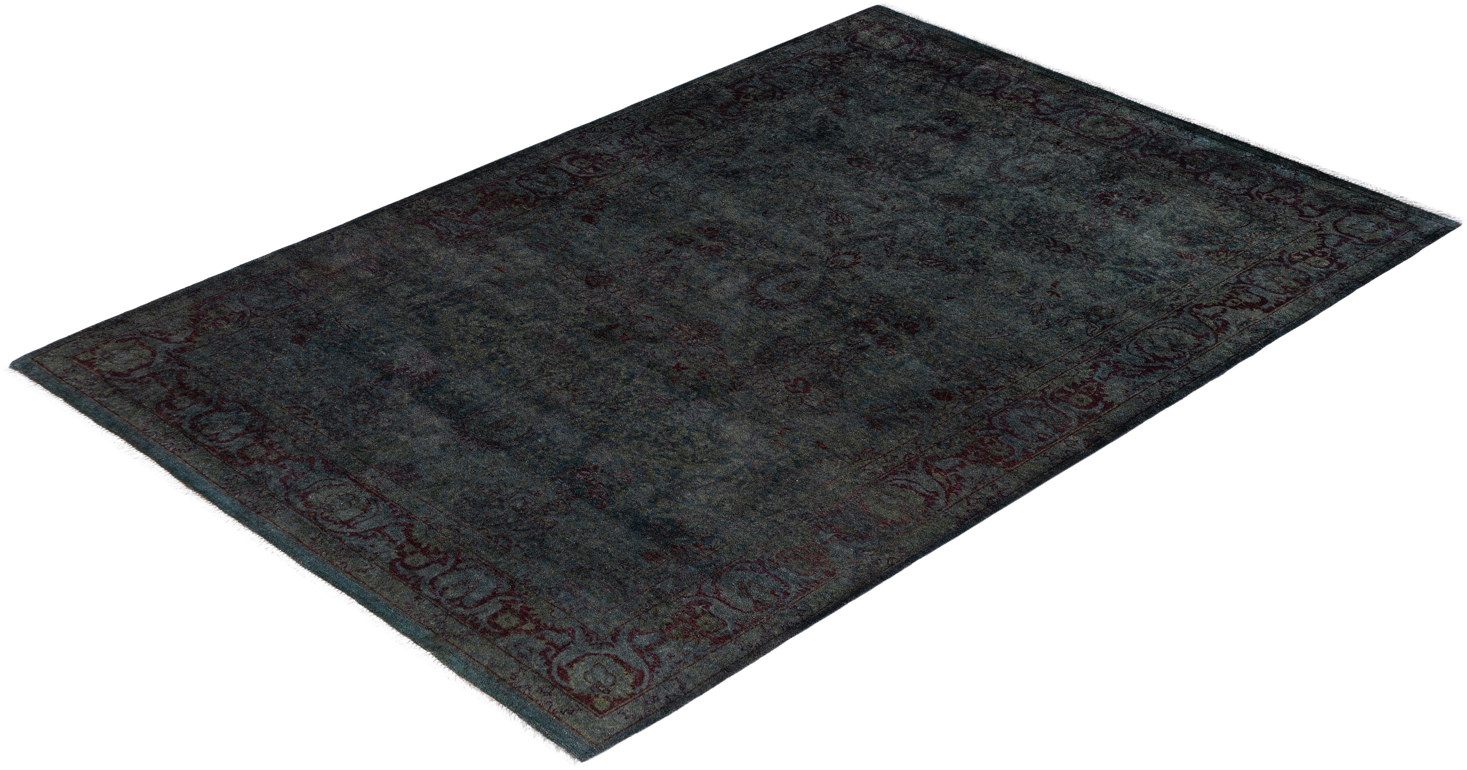 Tapis de sol en laine Overdyed One-of-a-Kind Gray 4' 3