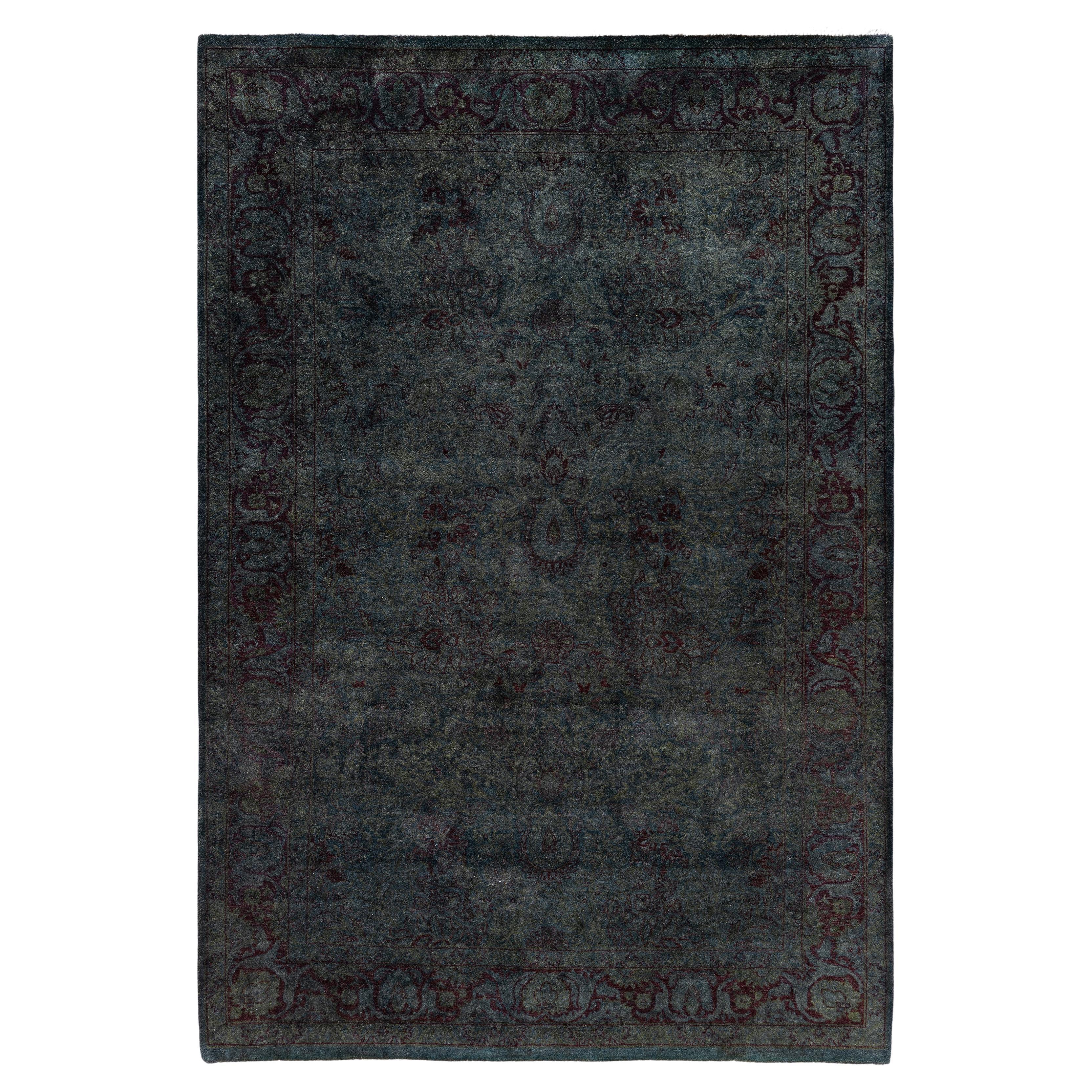 Tapis de sol en laine Overdyed One-of-a-Kind Gray 4' 3" x 6' 3"