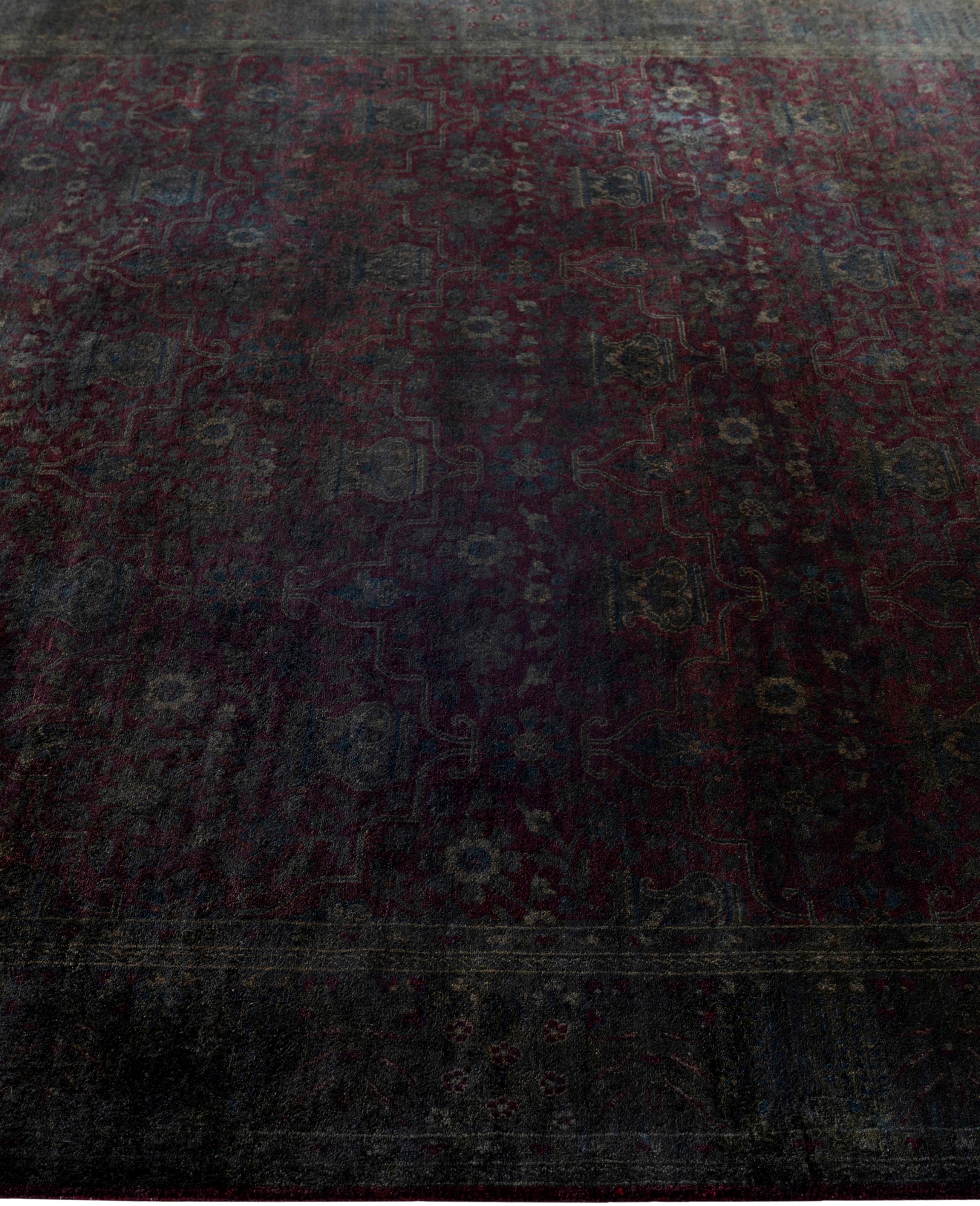 Overdyed One-of-a-Kind Wolle Gray Bereich Teppich 6' 0
