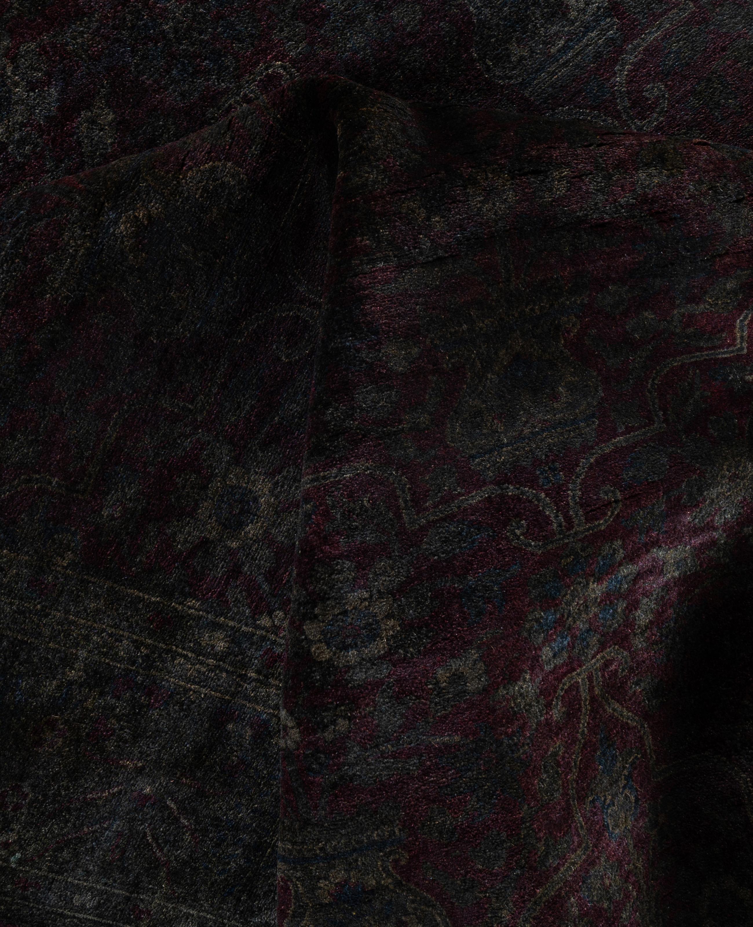 Overdyed One-of-a-Kind Wolle Gray Bereich Teppich 6' 0