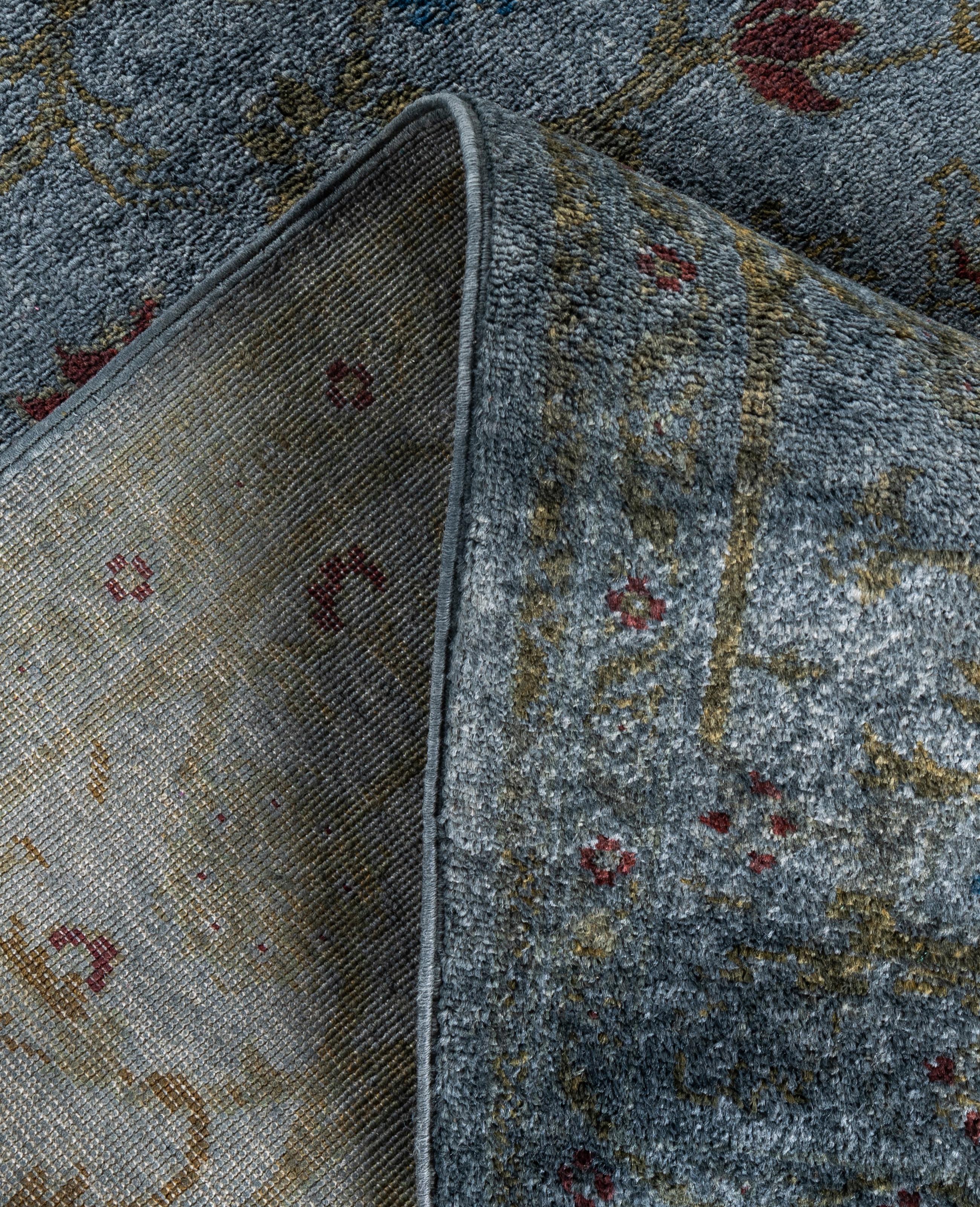 Alfombra de lana Overdyed Gris Única 6' 1