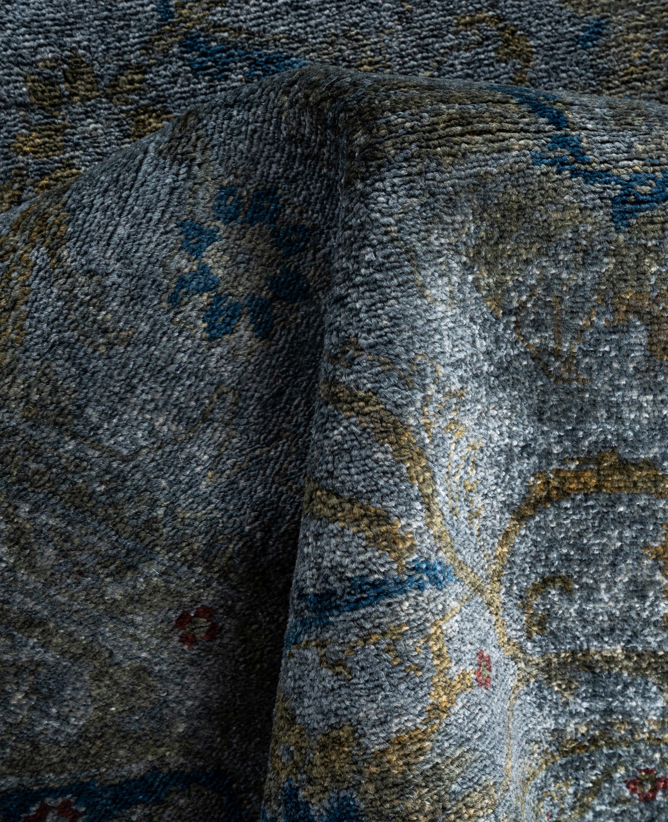 Alfombra de lana Overdyed Gris Única 6' 1