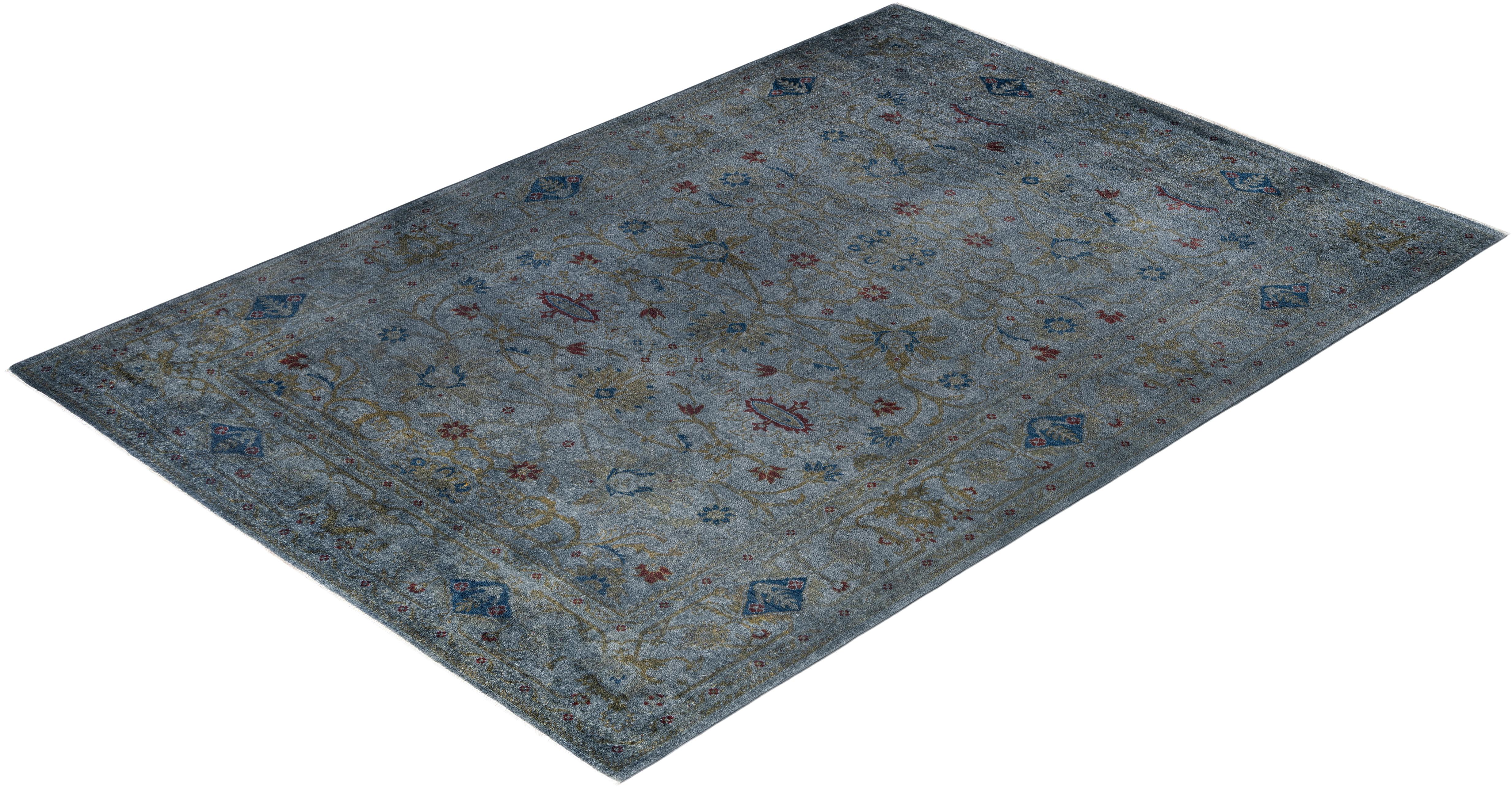 Alfombra de lana Overdyed Gris Única 6' 1