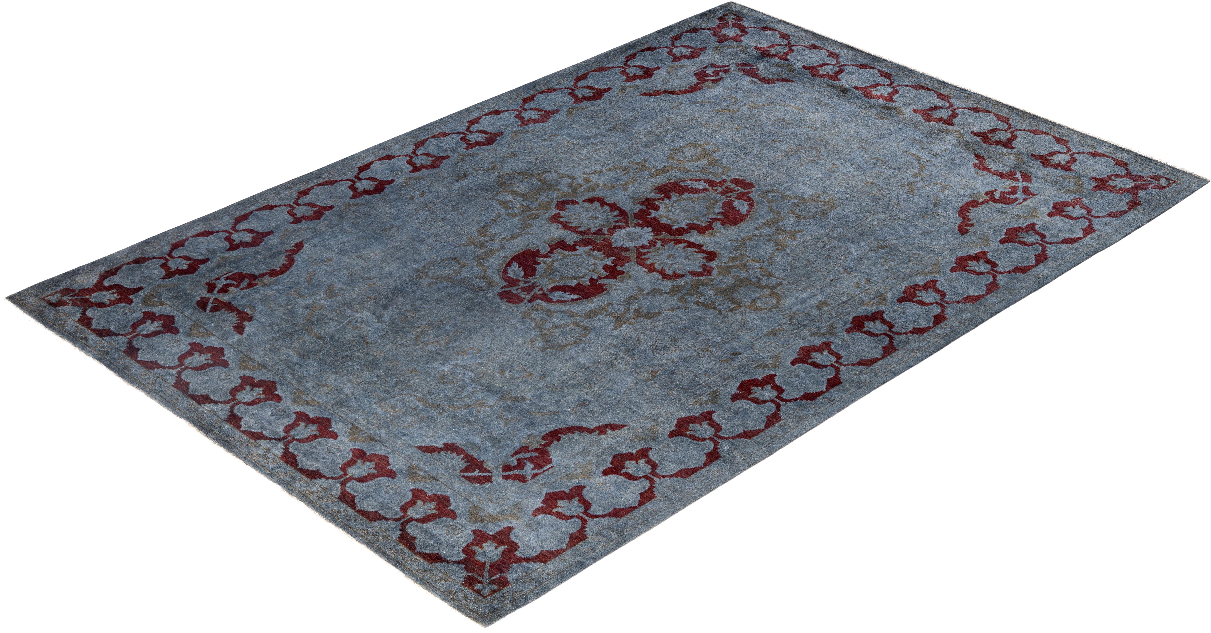 Alfombra de lana Overdyed Gris Única 6' 1