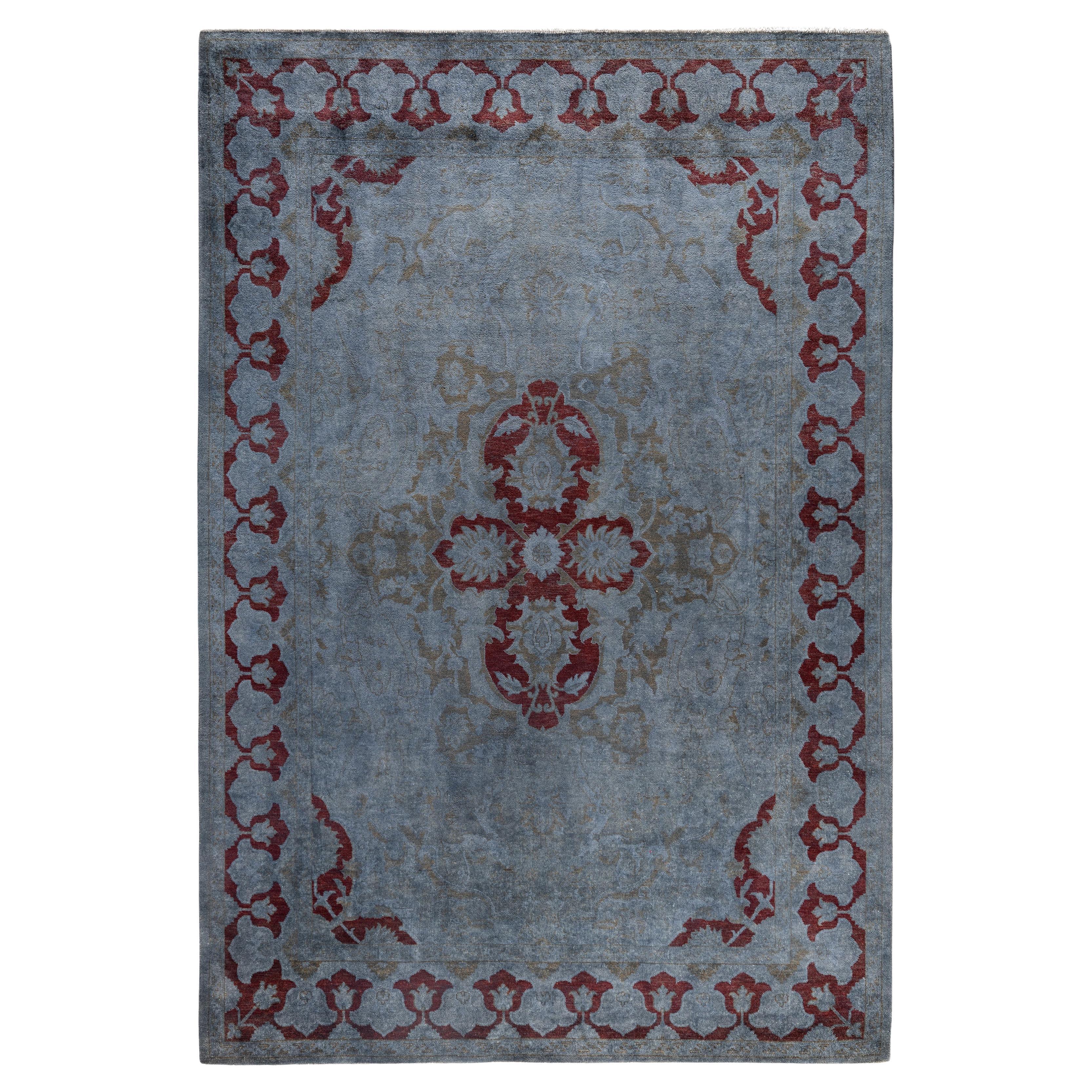 Alfombra de lana Overdyed Gris Única 6' 1" x 9' 1"