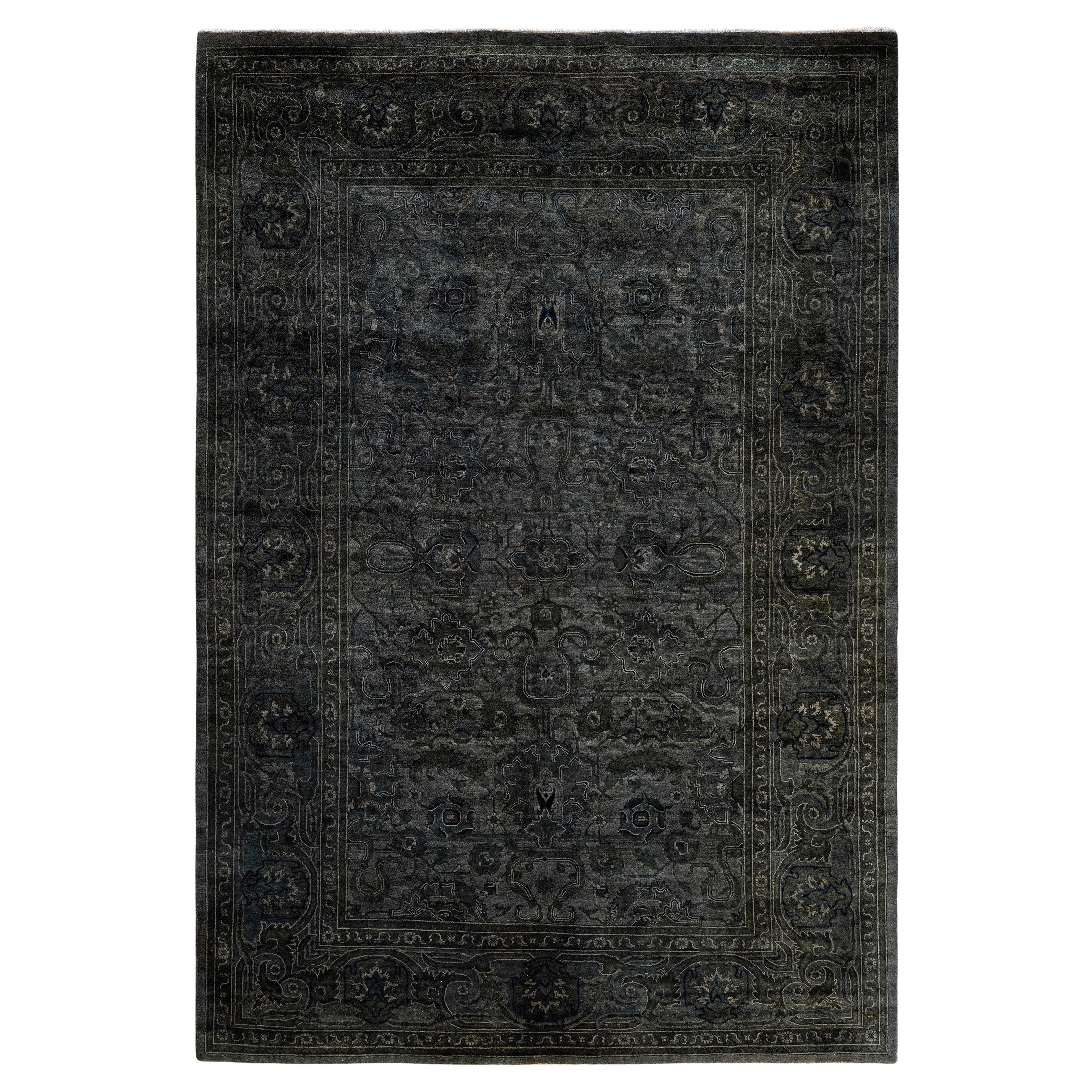 Overdyed One-of-a-Kind Wool Gray Area Rug 6' 1" x 9' 2"
