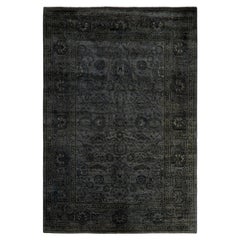 Overdyed One-of-a-Kind Wool Gray Area Rug 6' 1" x 9' 2"