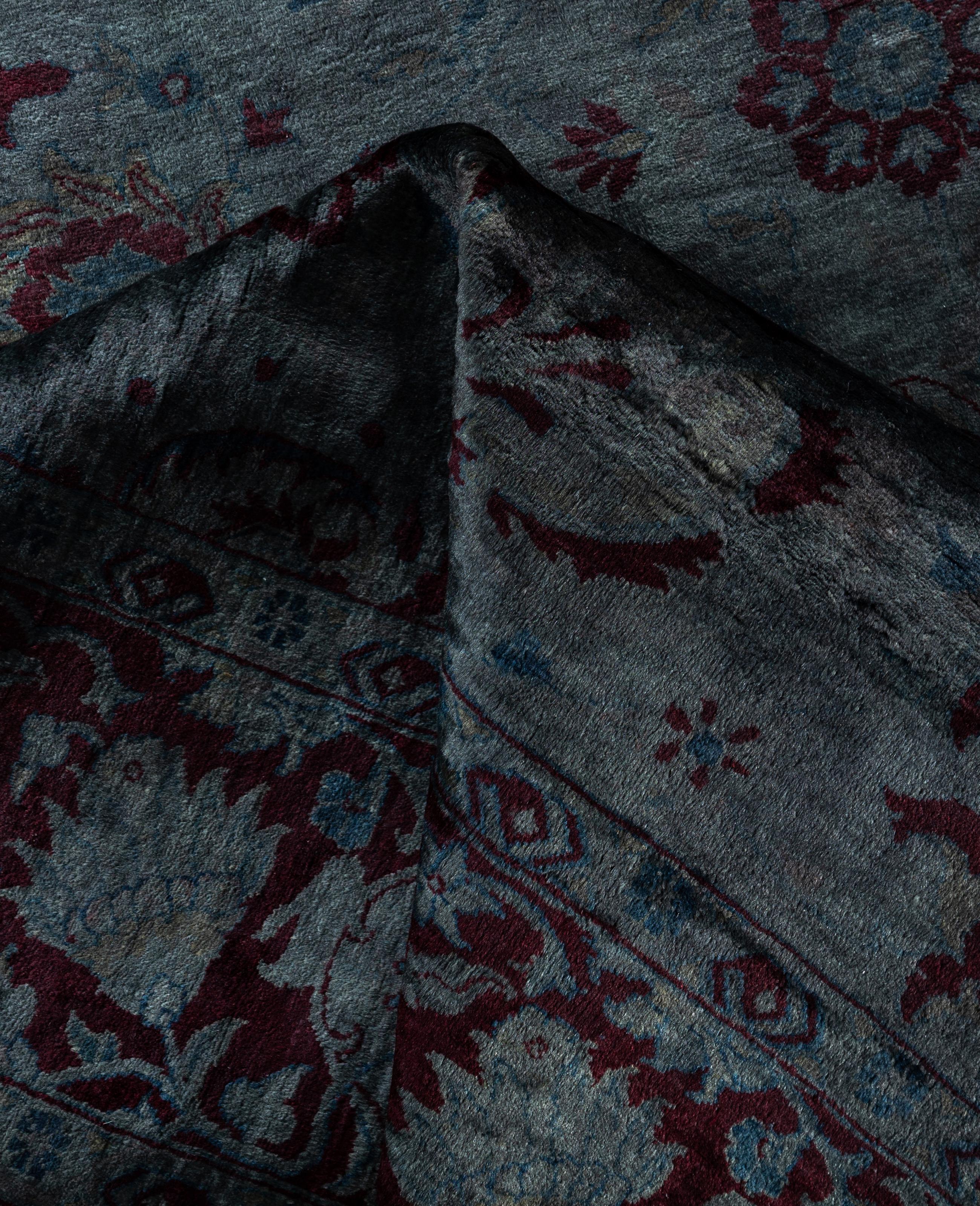 Alfombra de lana Overdyed Gris Única 6' 2