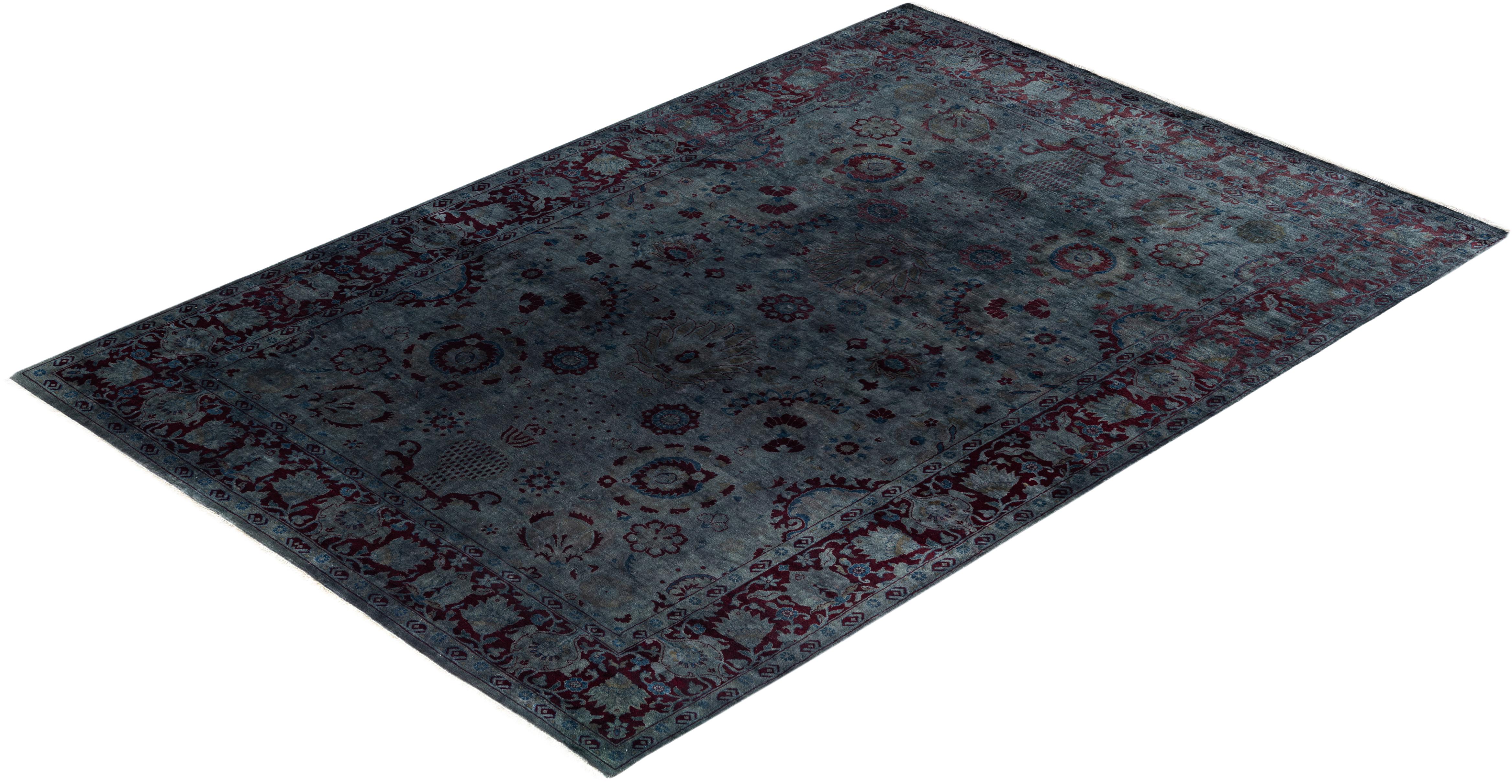 Alfombra de lana Overdyed Gris Única 6' 2