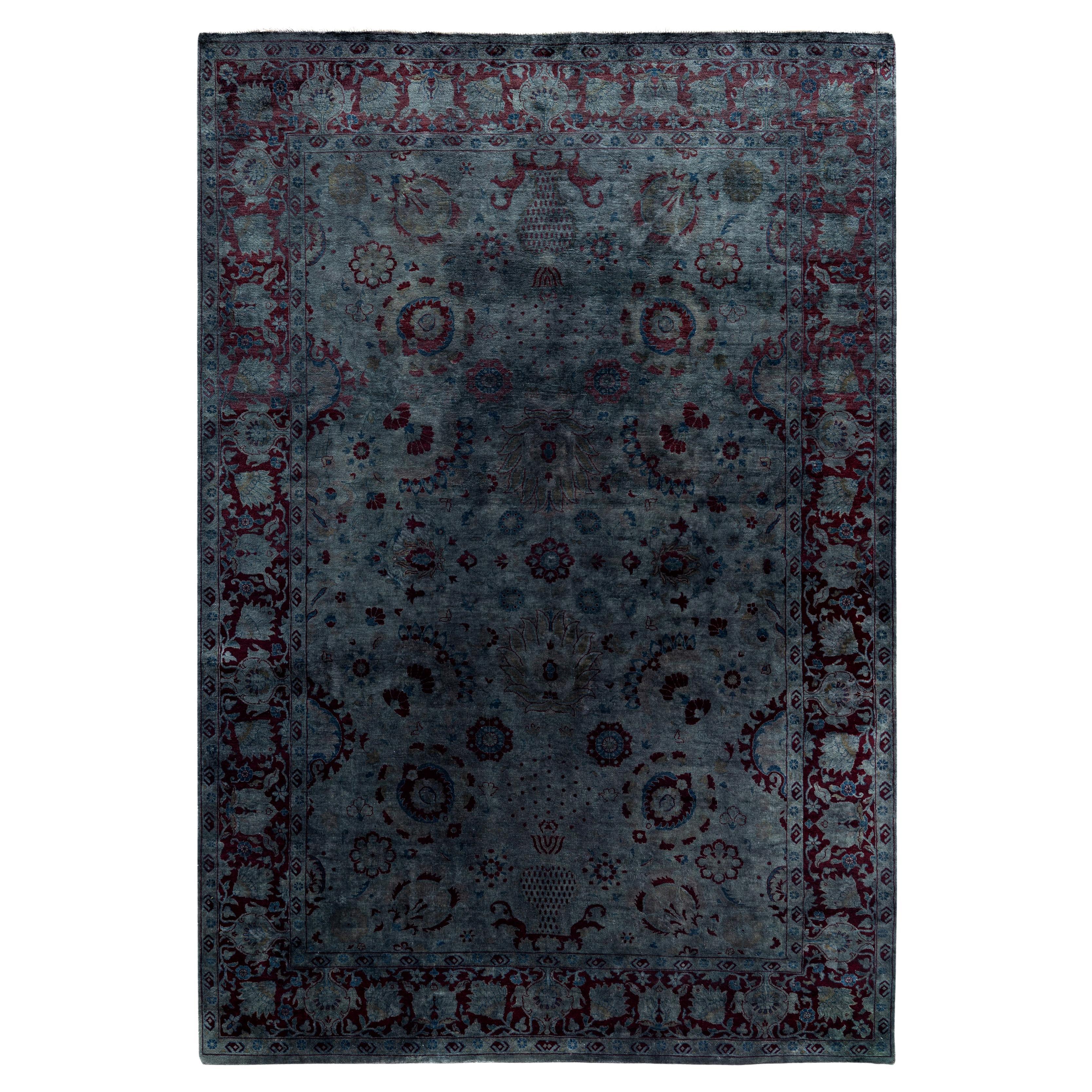 Alfombra de lana Overdyed Gris Única 6' 2" x 8' 10" en venta