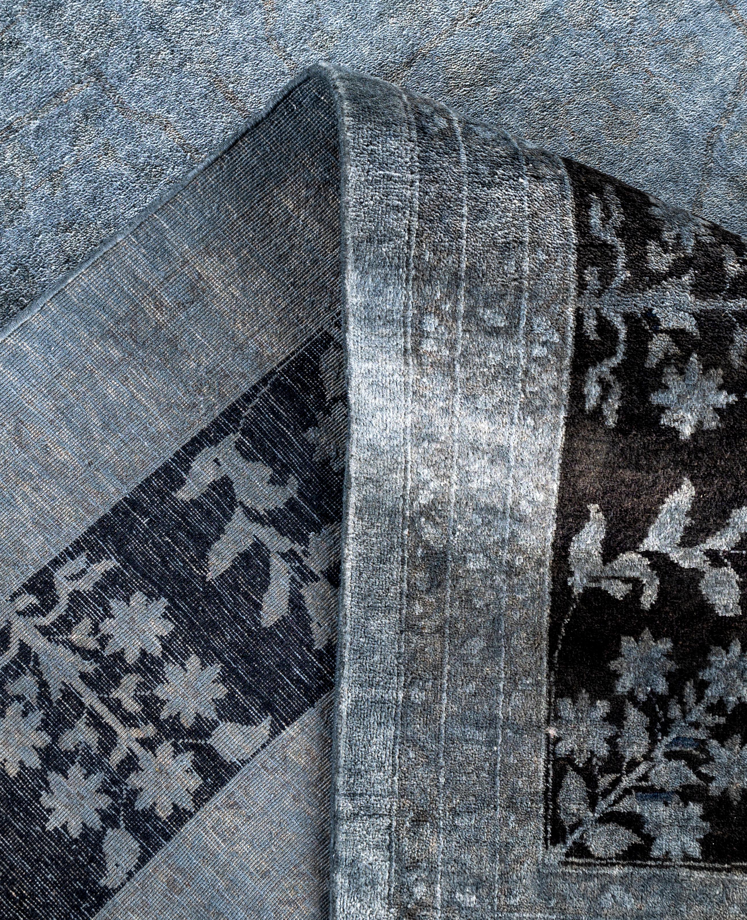 Overdyed Einzigartige Wolle Gray Bereich Teppich 9' 1