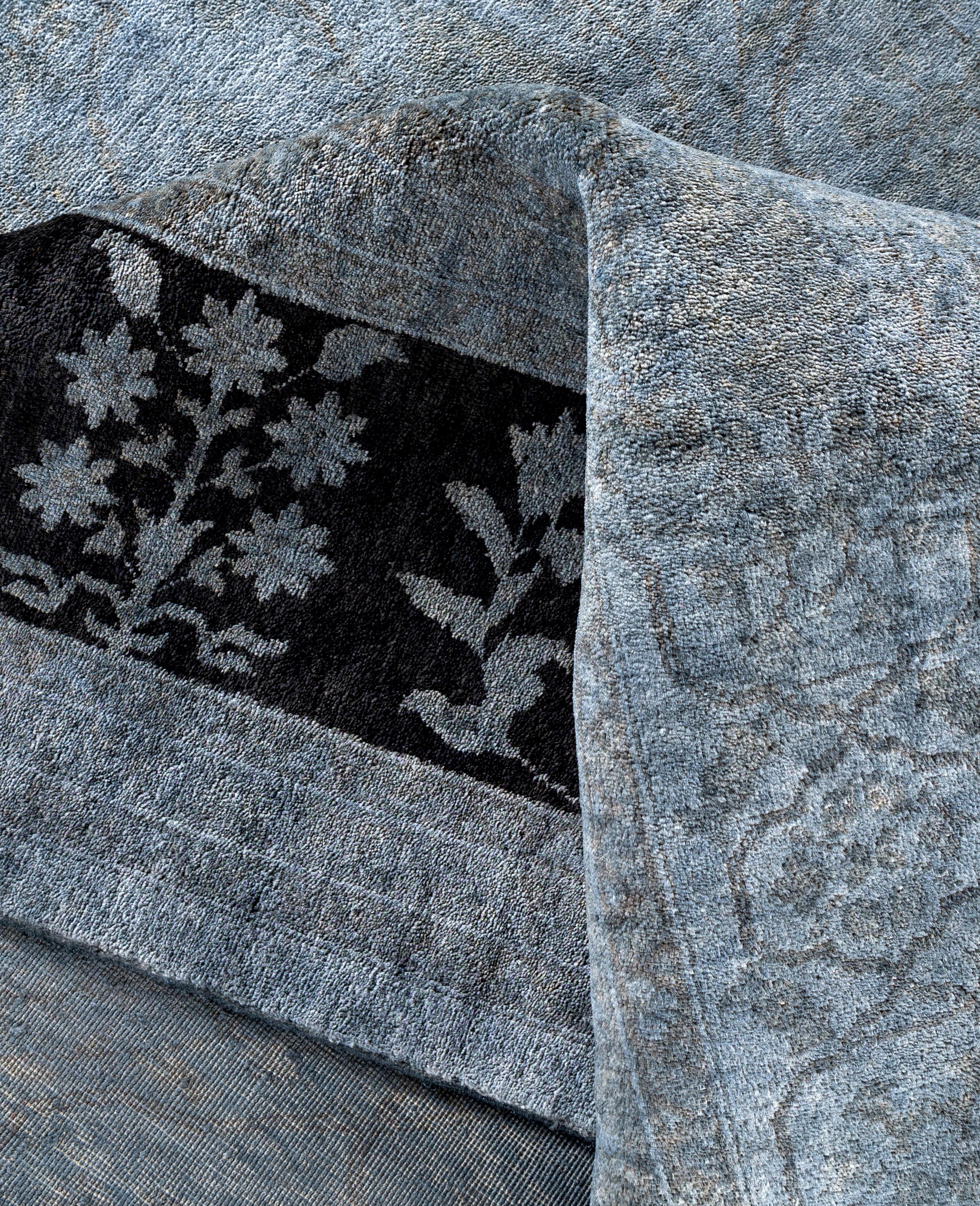 Overdyed Einzigartige Wolle Gray Bereich Teppich 9' 1