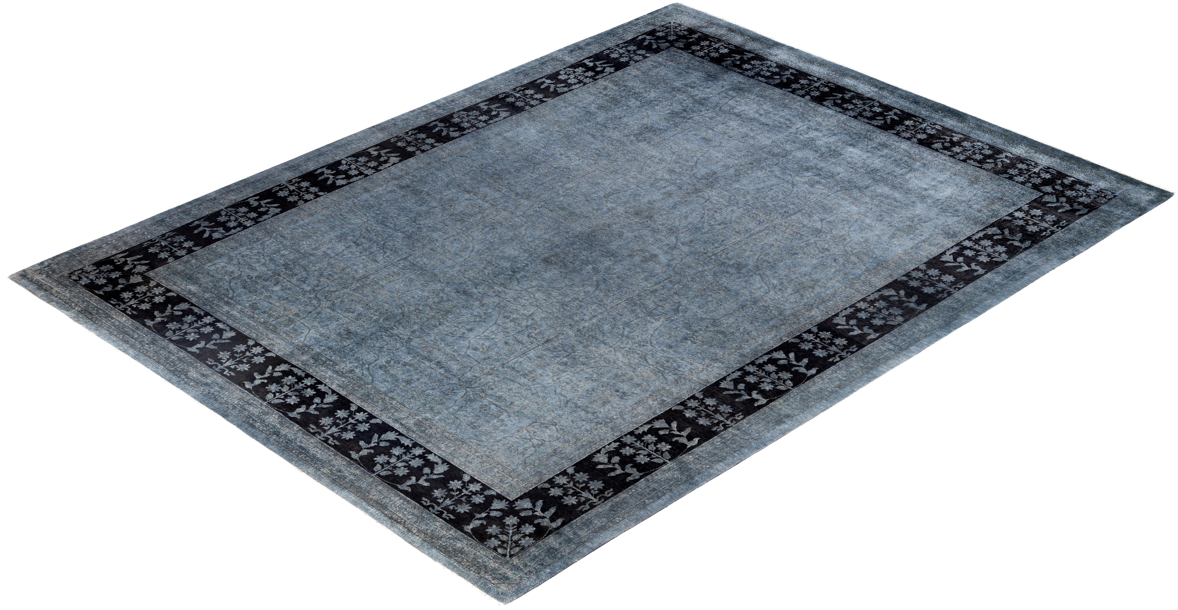 Overdyed Einzigartige Wolle Gray Bereich Teppich 9' 1