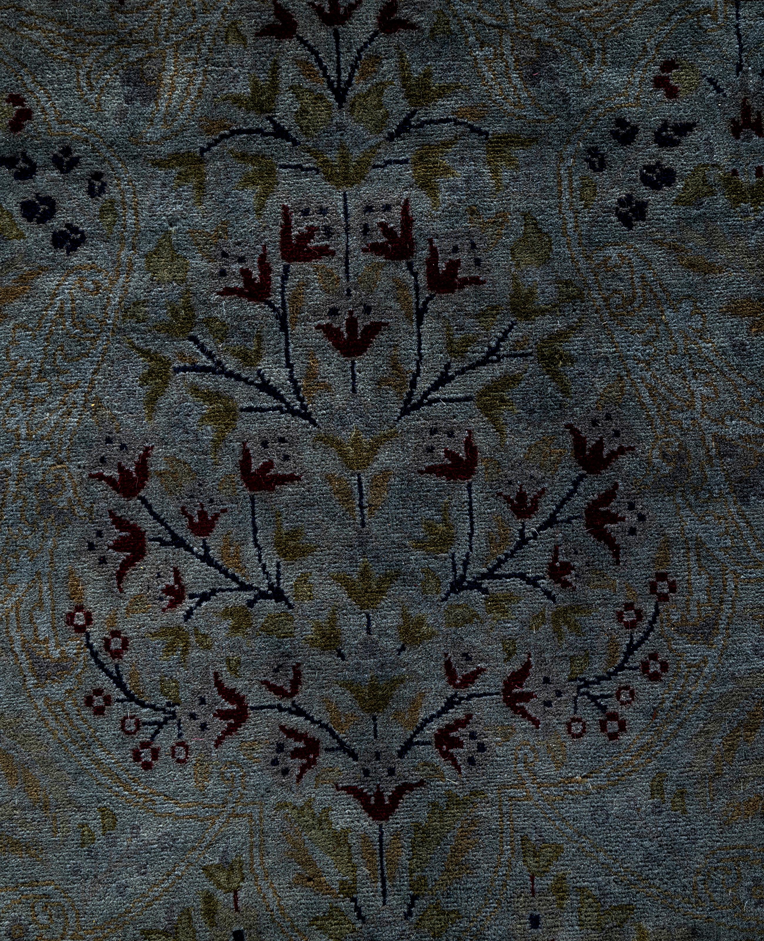 Pakistani Overdyed One-of-a-Kind Wool Gray Area Rug 9' 10