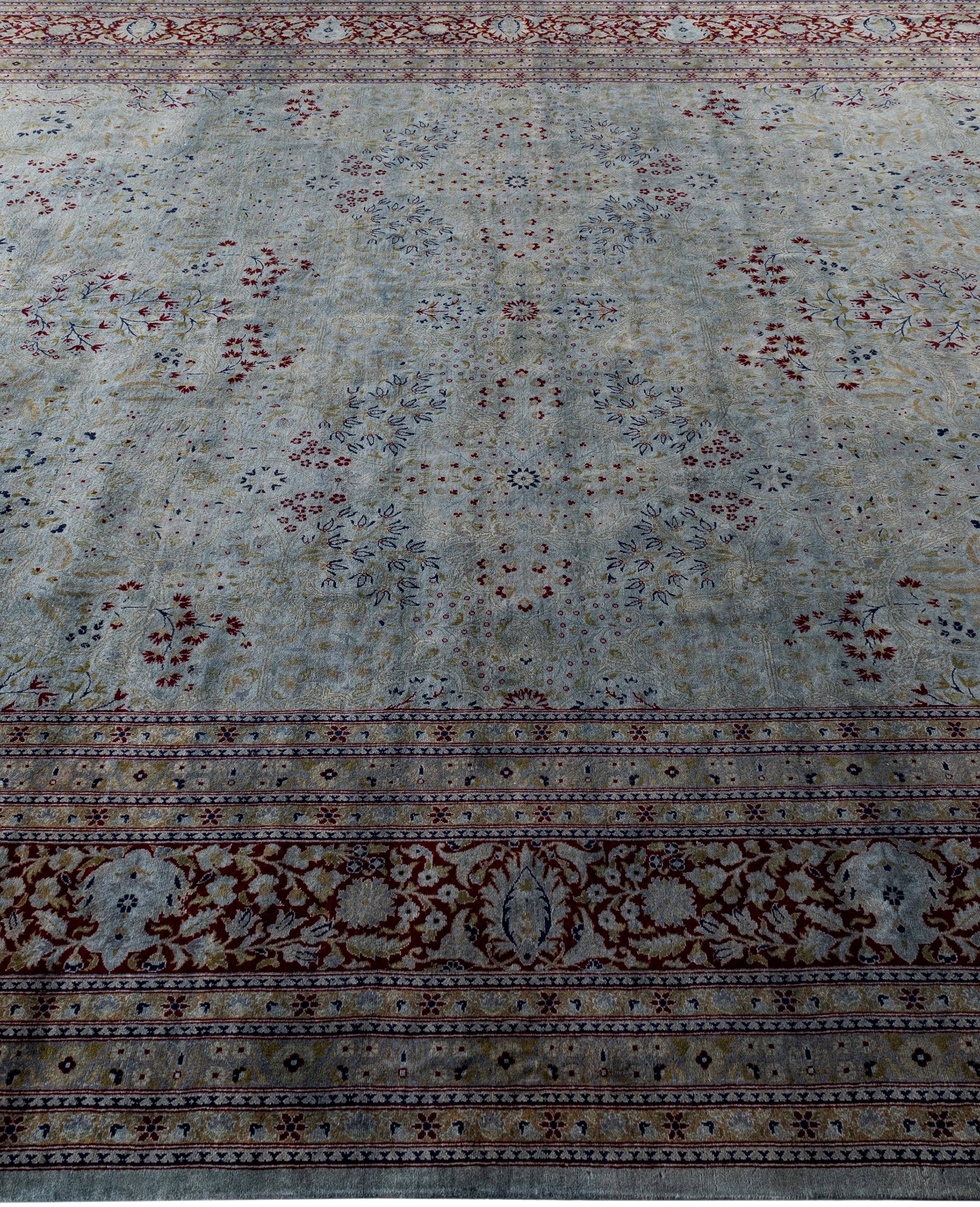 Hand-Knotted Overdyed One-of-a-Kind Wool Gray Area Rug 9' 10