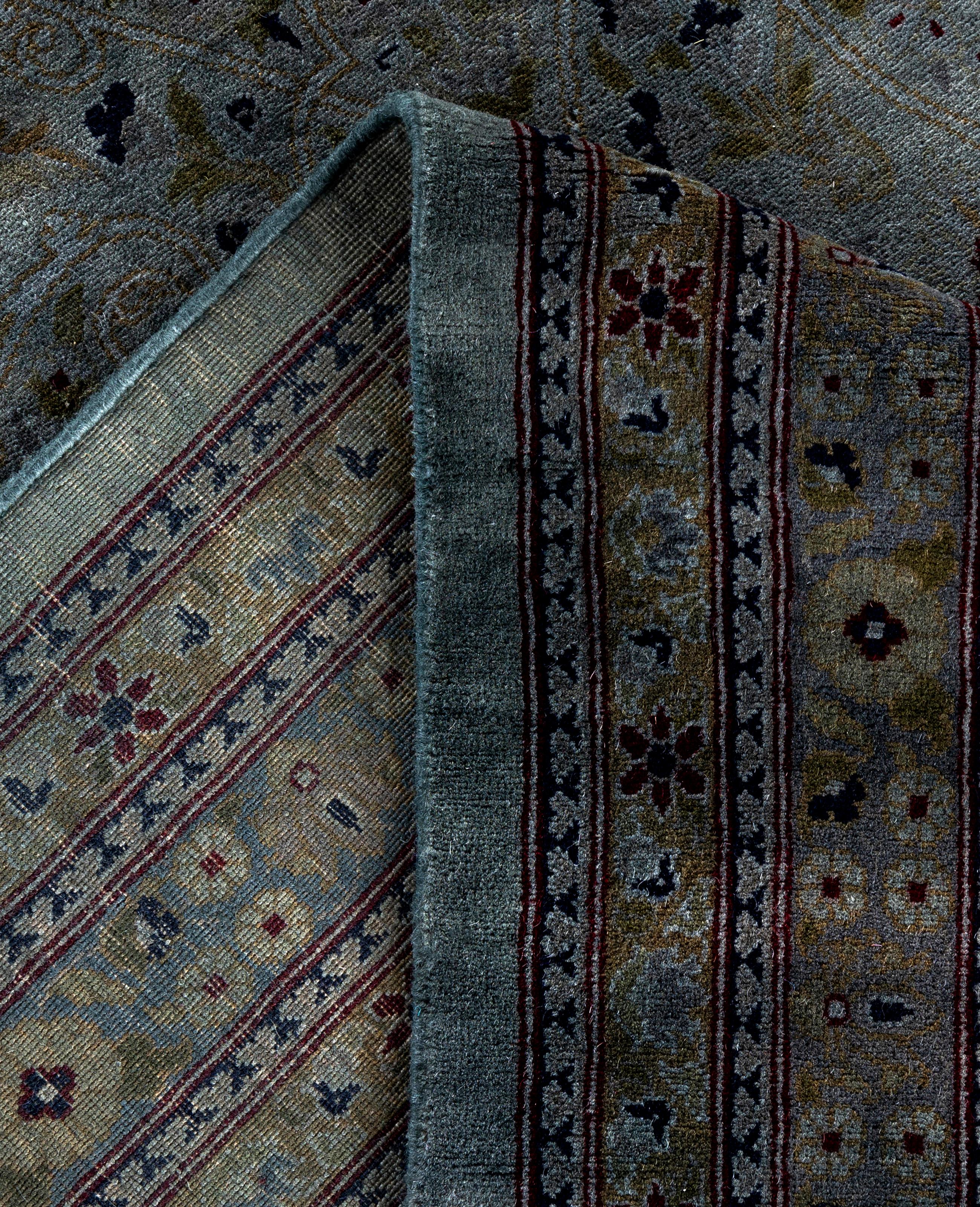 Contemporary Overdyed One-of-a-Kind Wool Gray Area Rug 9' 10