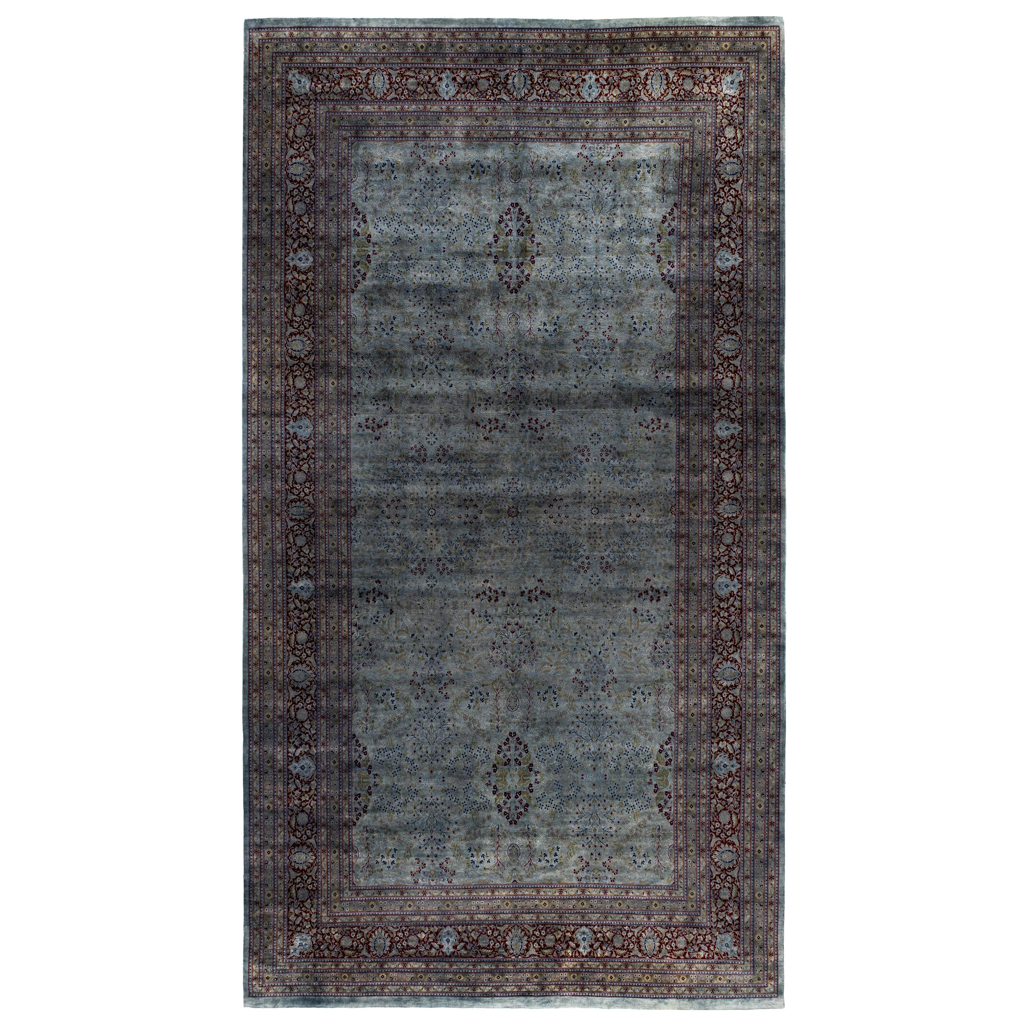 Overdyed One-of-a-Kind Wool Gray Area Rug 9' 10" x 17' 10" For Sale