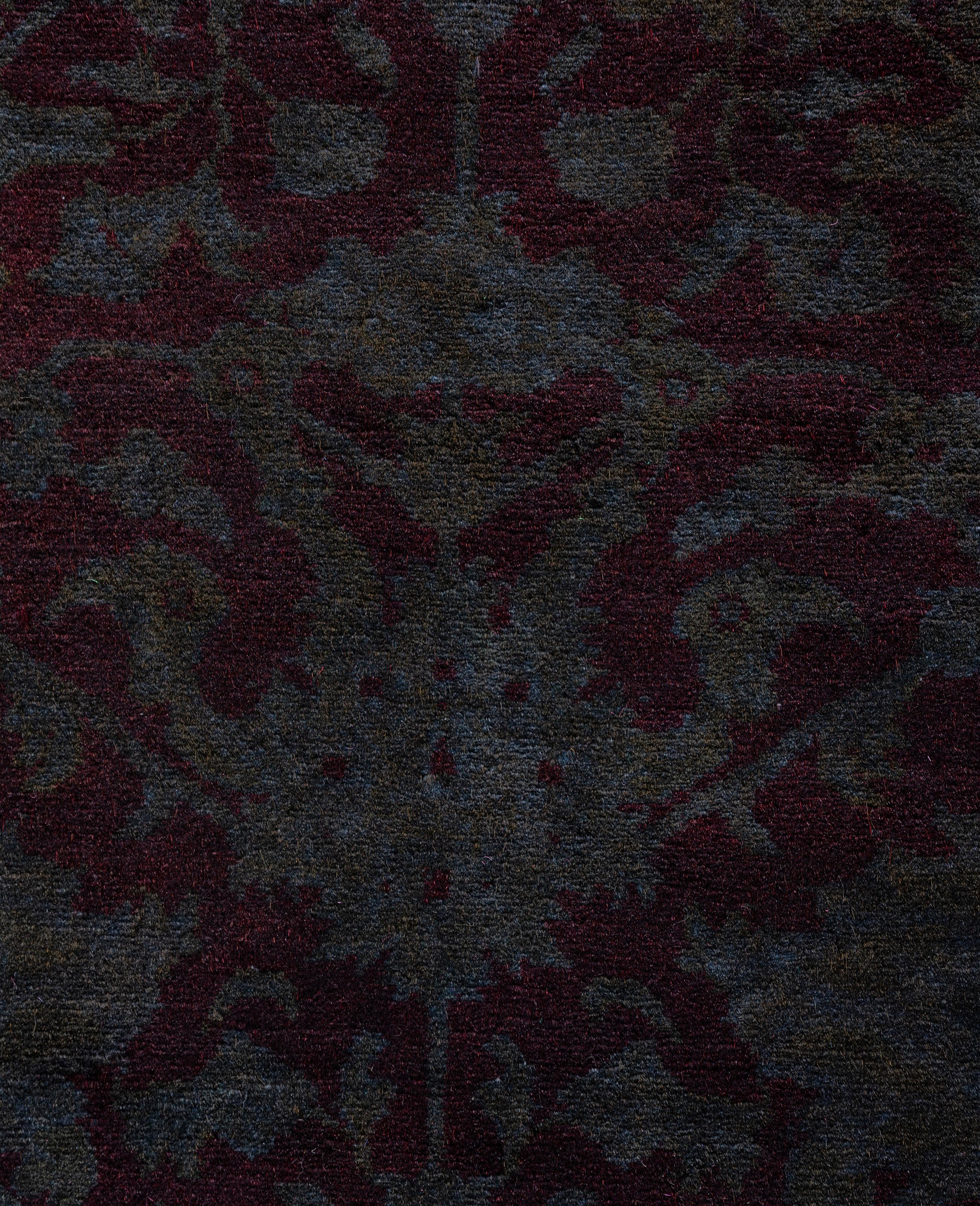 Pakistanais Tapis de zone Overdyed One-of-a-Kind en laine grise 9' 3