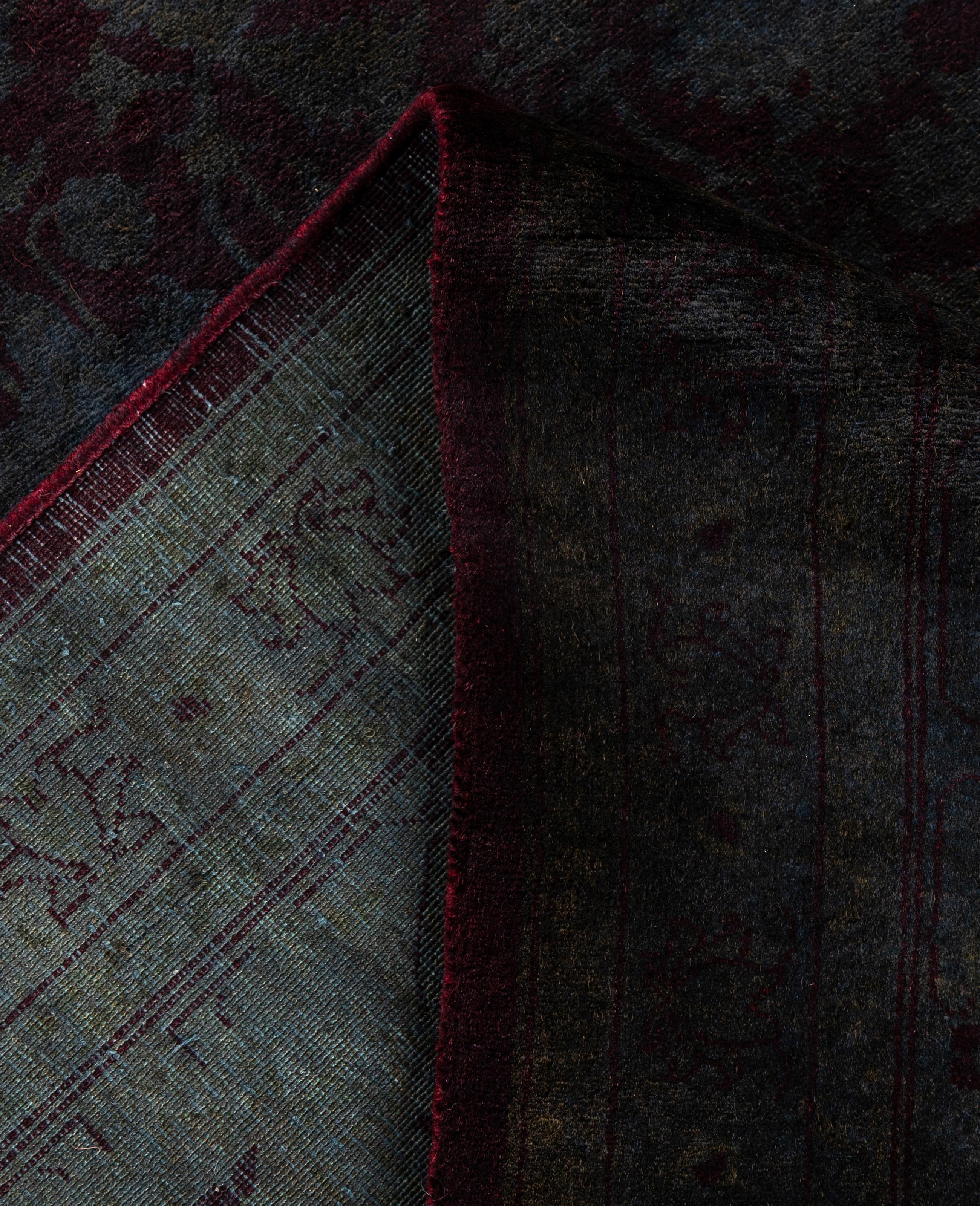 XXIe siècle et contemporain Tapis de zone Overdyed One-of-a-Kind en laine grise 9' 3