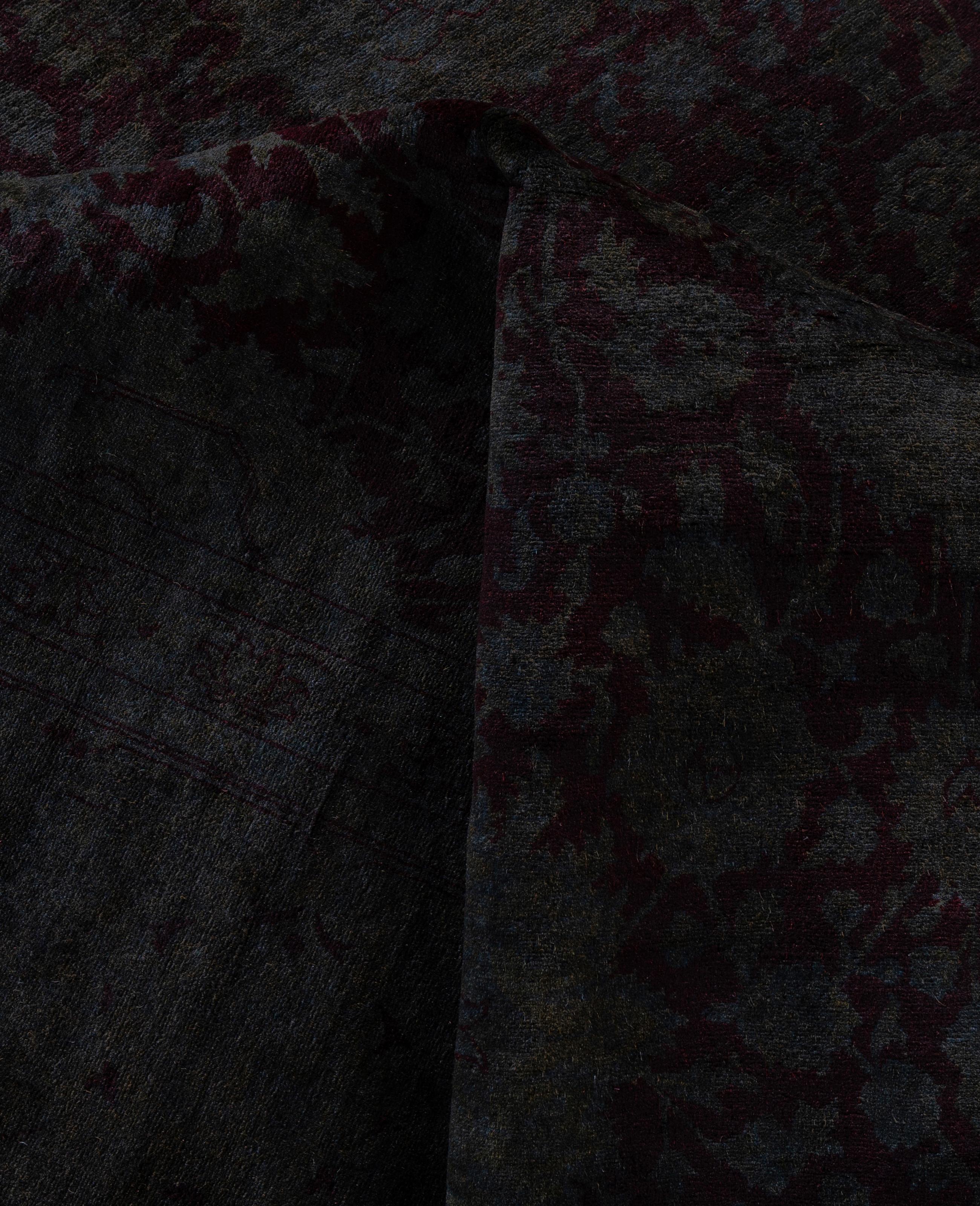 Laine Tapis de zone Overdyed One-of-a-Kind en laine grise 9' 3