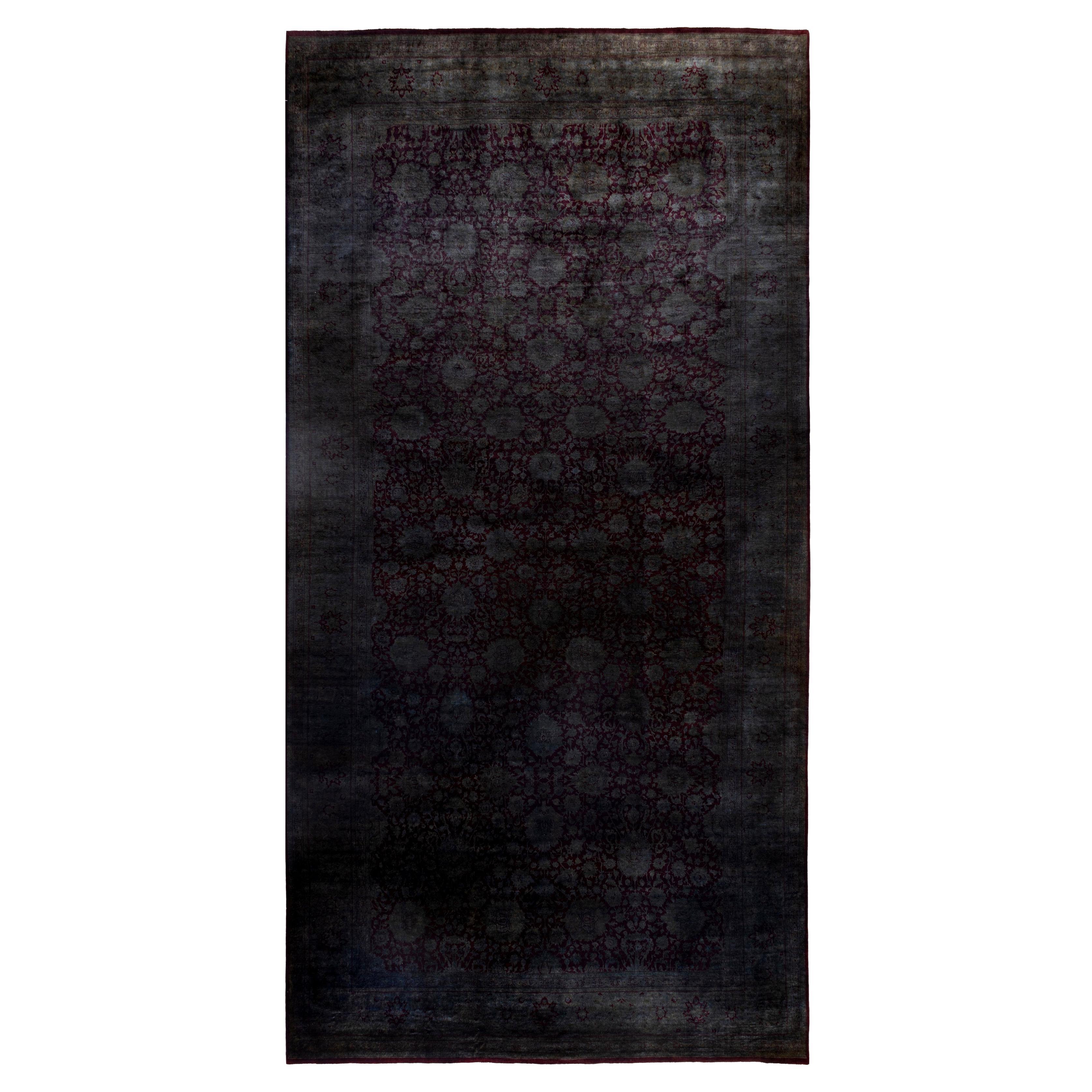 Tapis de zone Overdyed One-of-a-Kind en laine grise 9' 3" x 17' 9" en vente