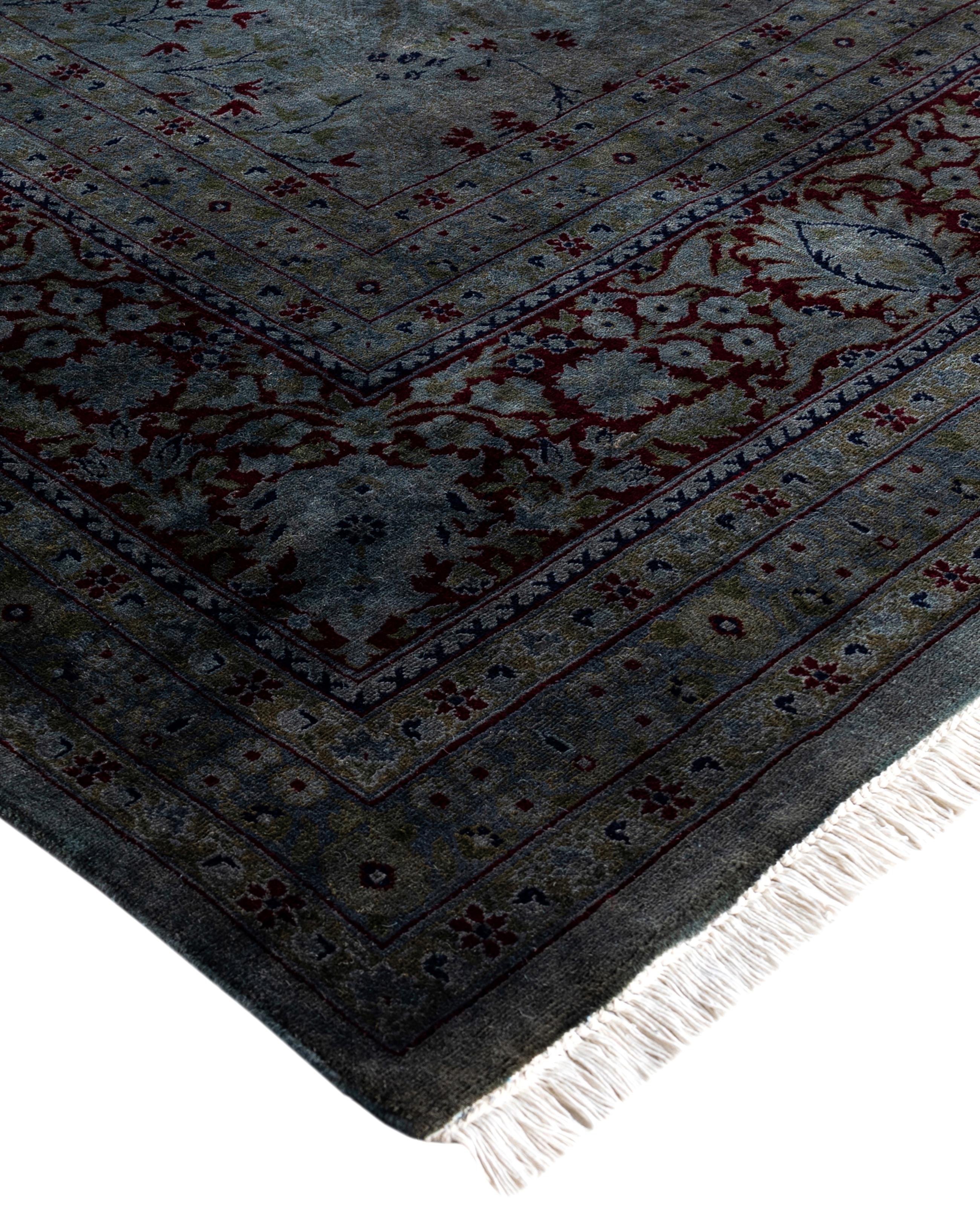 Over-dyed area rugs are created by taking vintage or traditional rugs and applying a vibrant, monochromatic dye over the existing patterns. This technique results in a bold, modern aesthetic while preserving the intricate designs beneath, blending