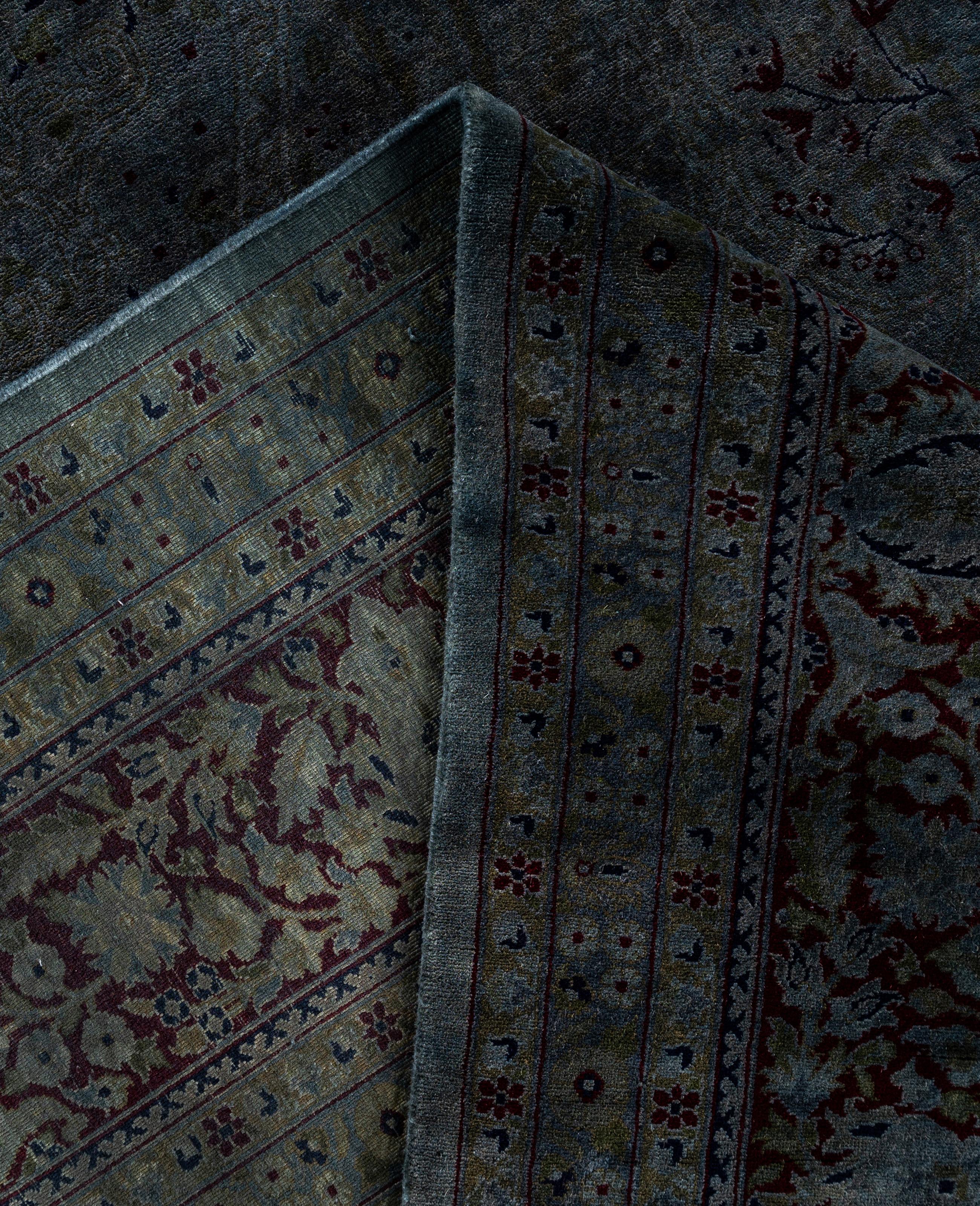 Contemporary Overdyed One-of-a-Kind Wool Gray Area Rug 9' 4