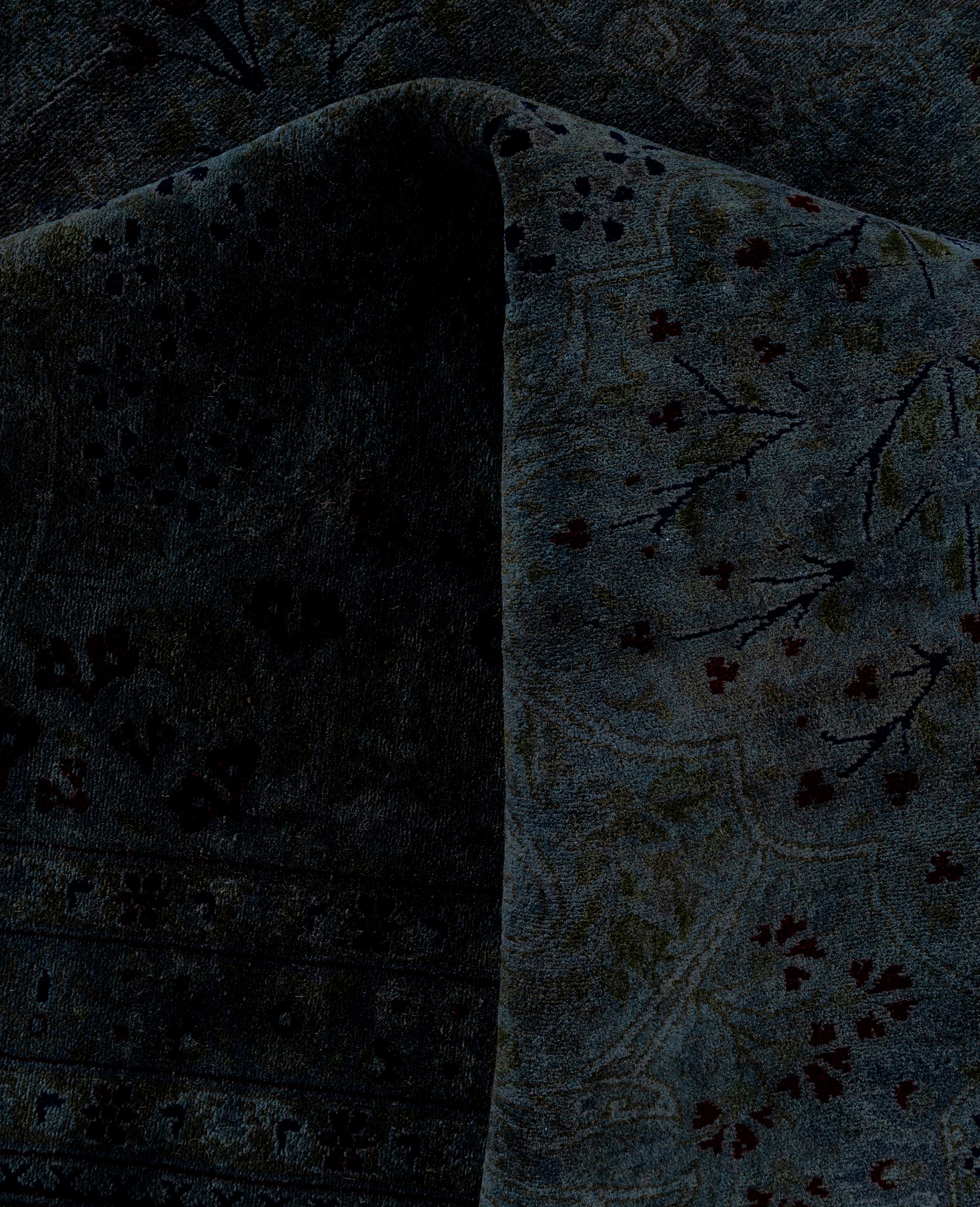 Overdyed One-of-a-Kind Wool Gray Area Rug 9' 4