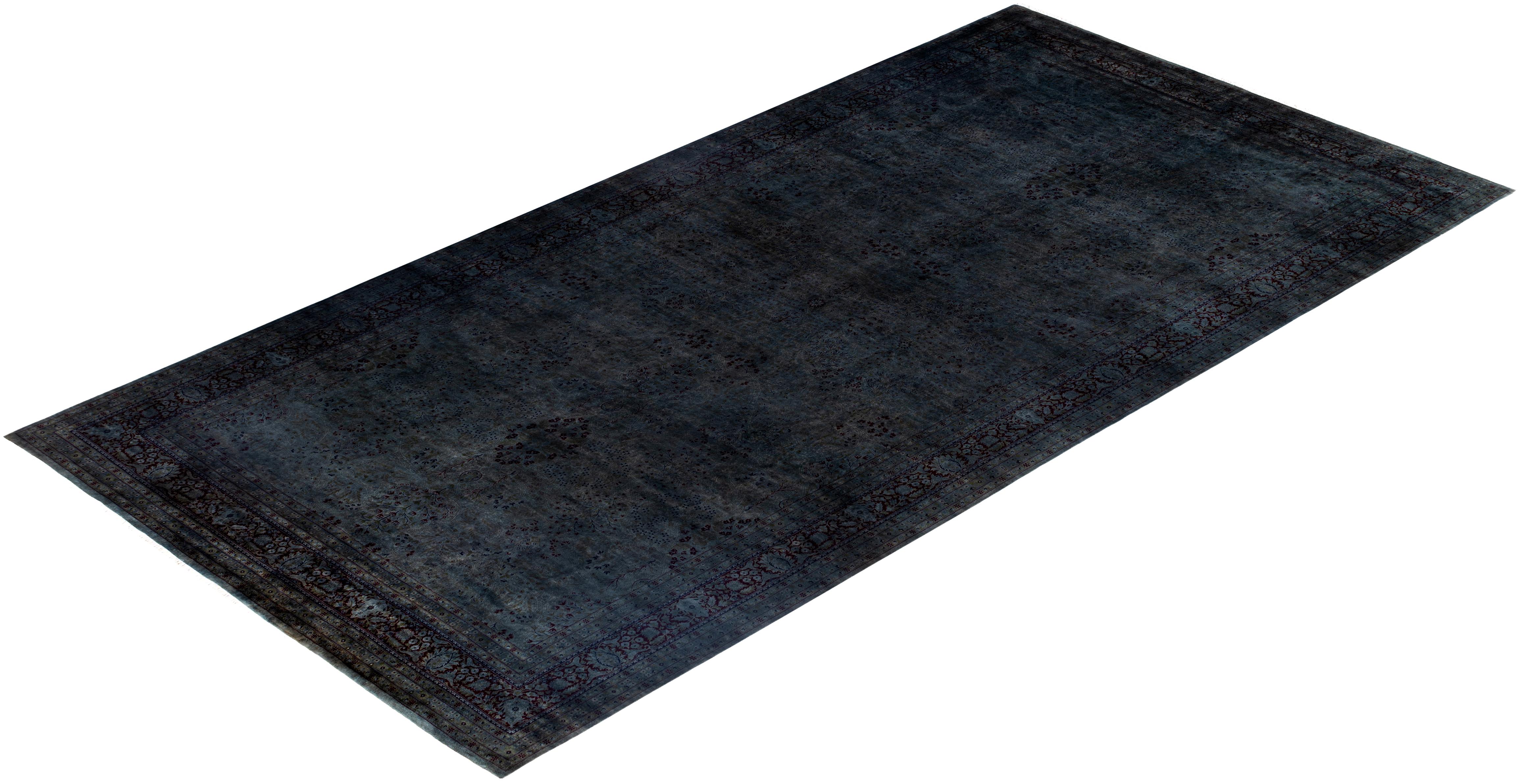 Overdyed One-of-a-Kind Wool Gray Area Rug 9' 4