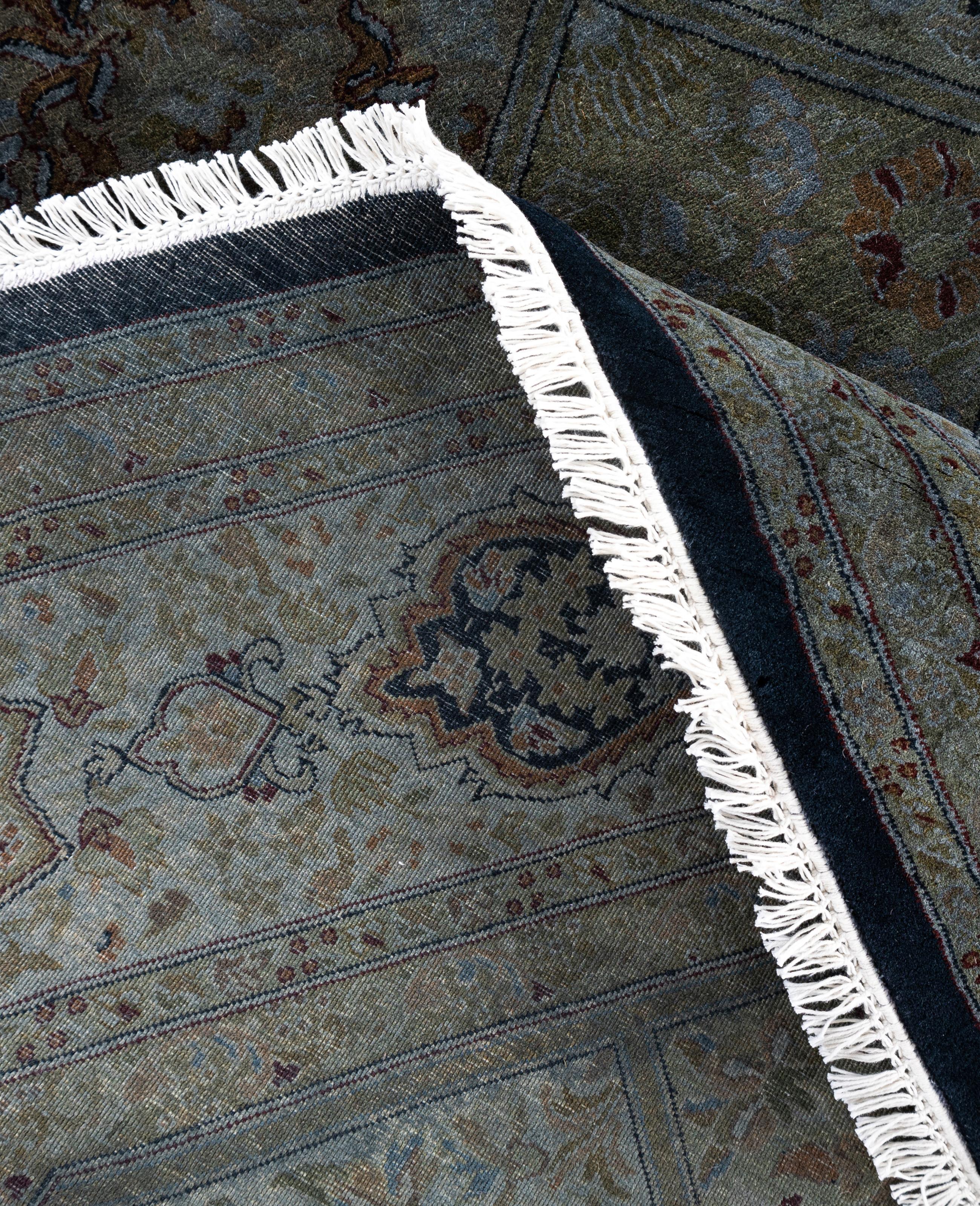 Alfombra de lana Overdyed One-of-a-Kind Octagon Gris 7' 1