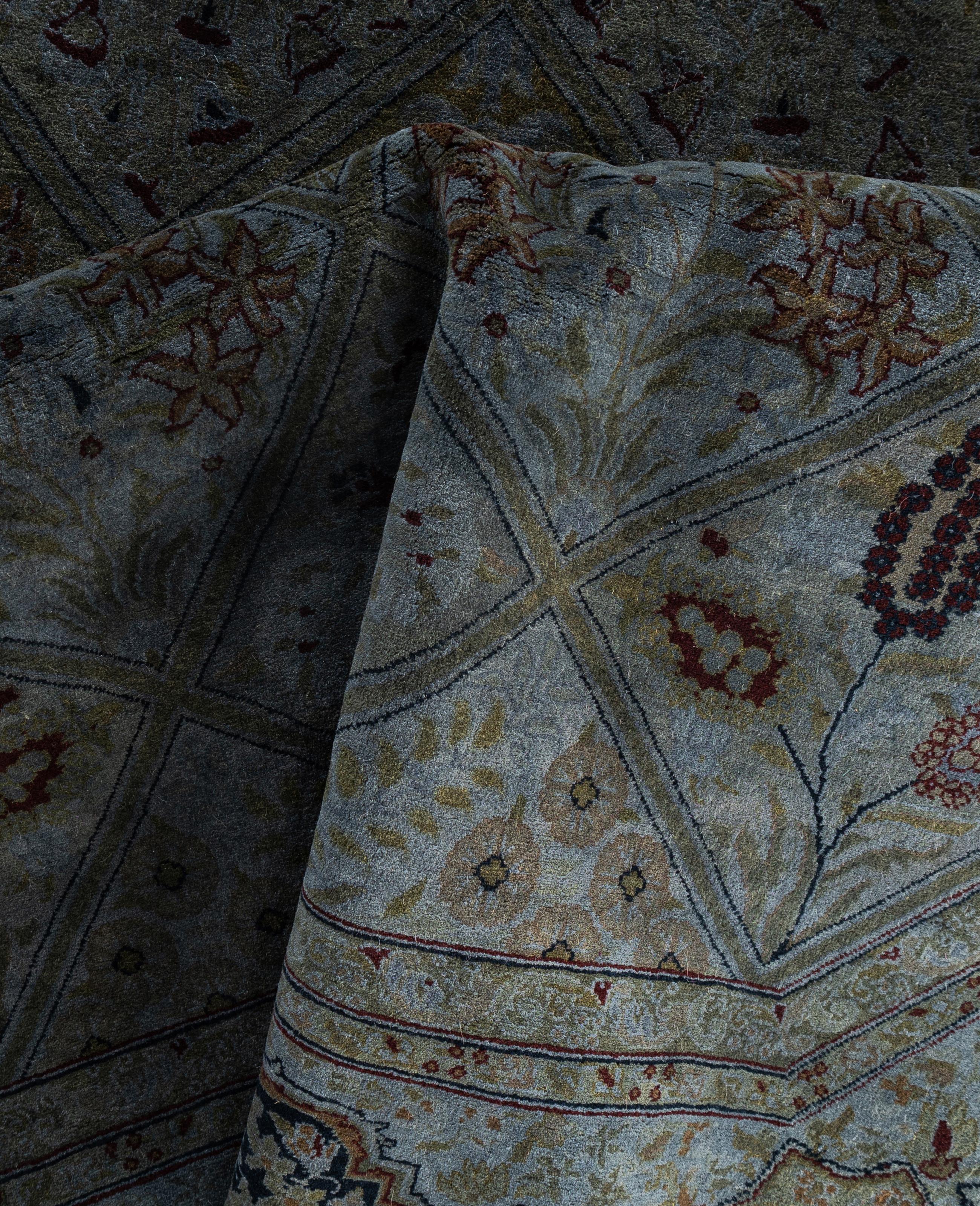 Alfombra de lana Overdyed One-of-a-Kind Octagon Gris 7' 1