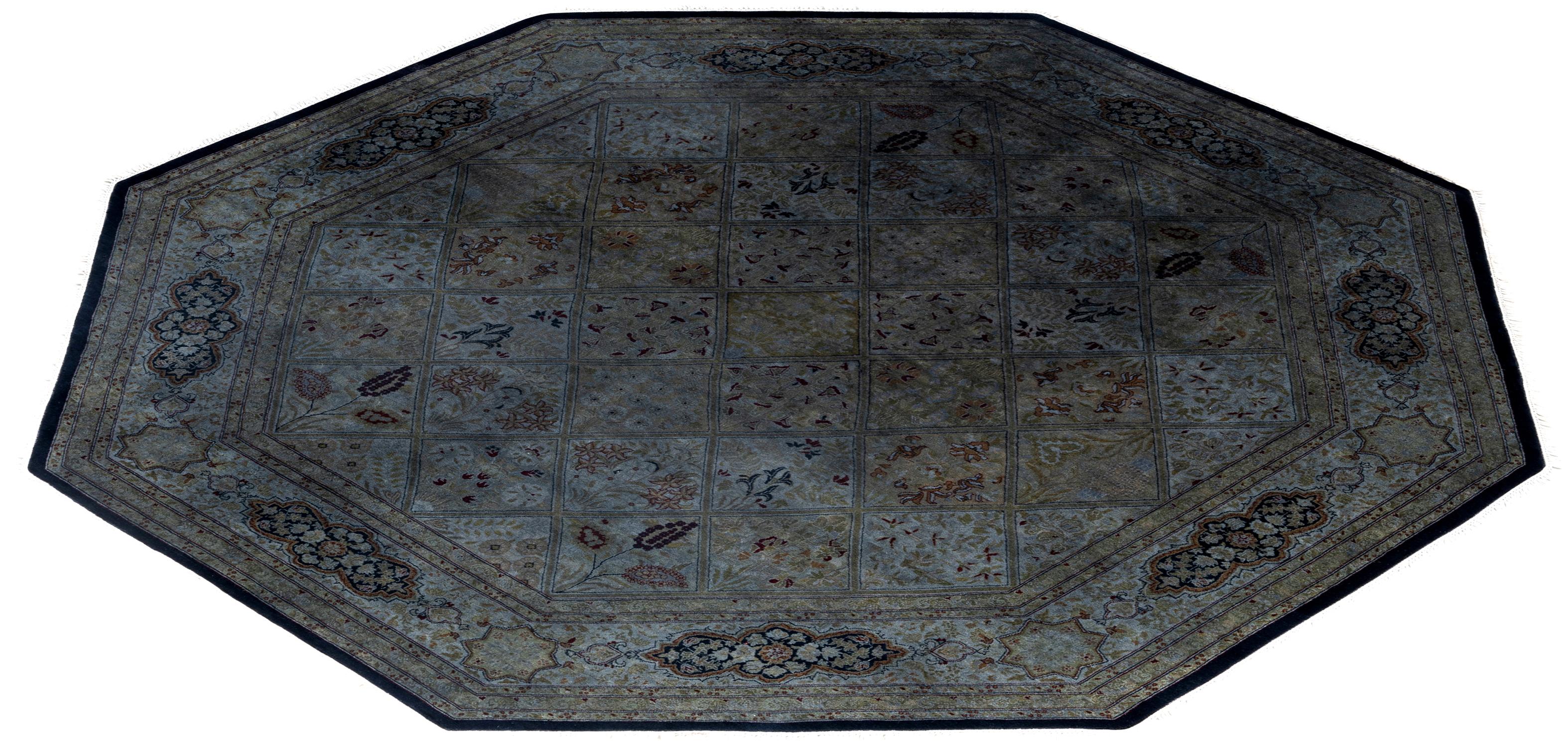 Alfombra de lana Overdyed One-of-a-Kind Octagon Gris 7' 1