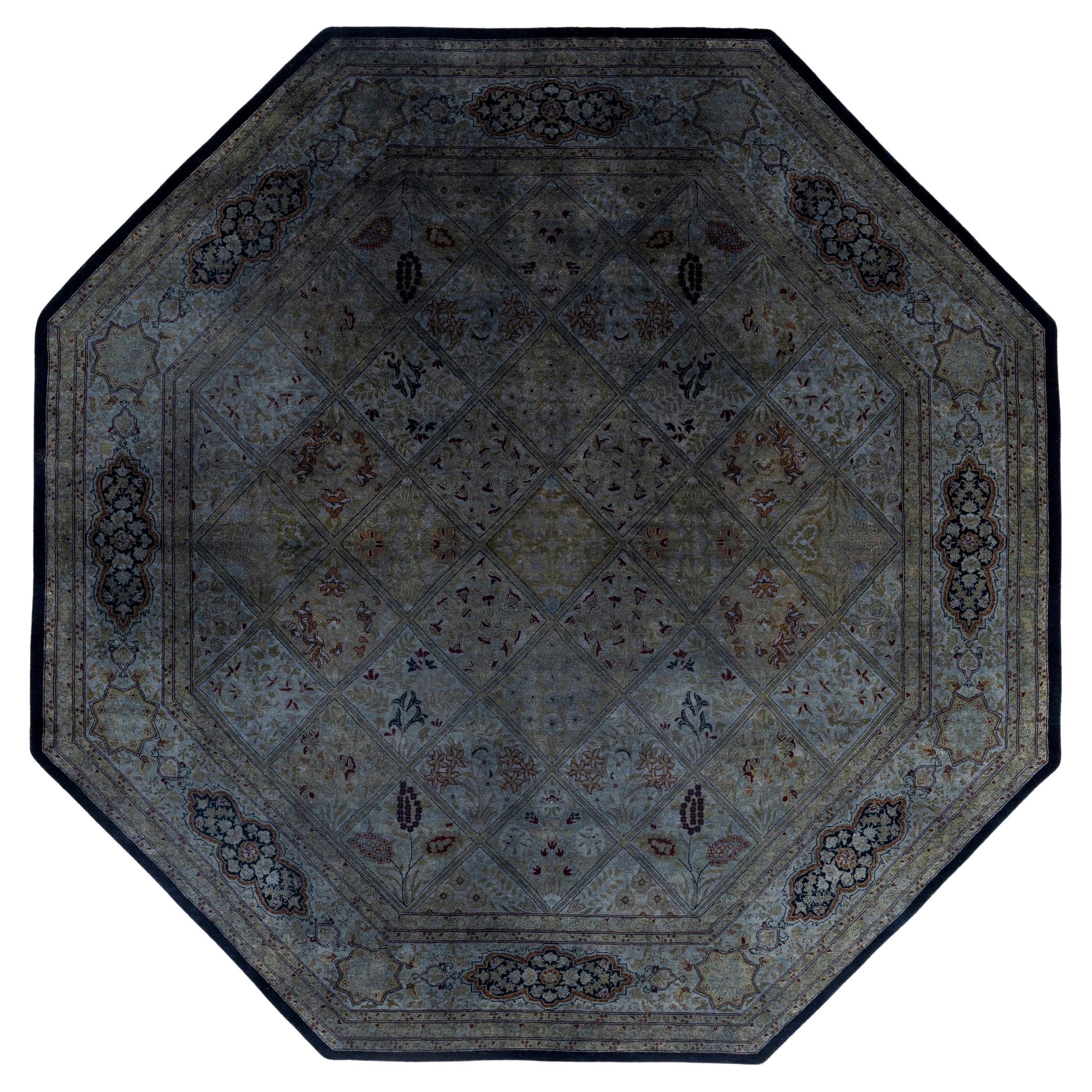 Alfombra de lana Overdyed One-of-a-Kind Octagon Gris 7' 1" x 7' 1"