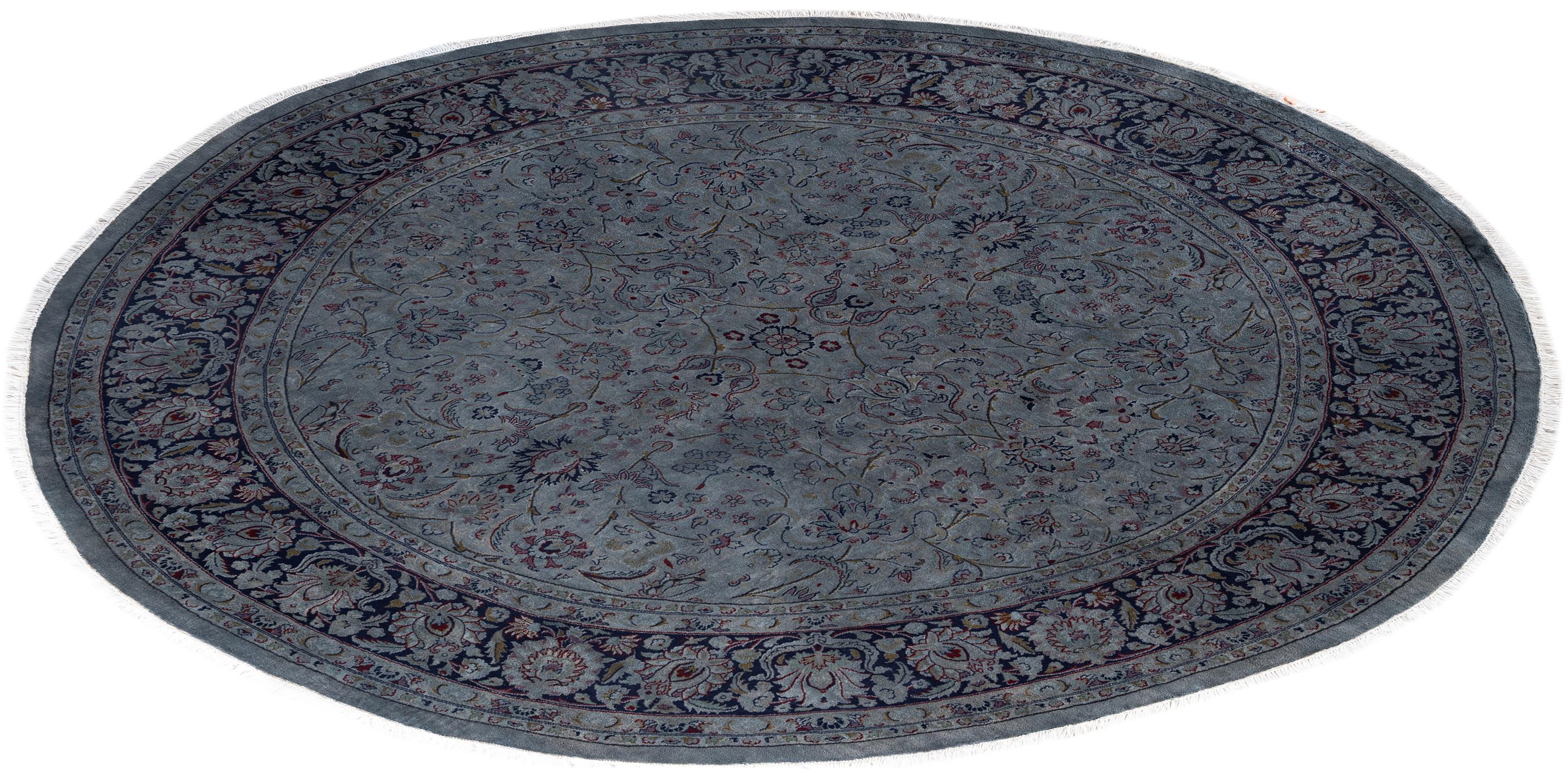 Alfombra redonda de lana Overdyed Gris Única 8' 0