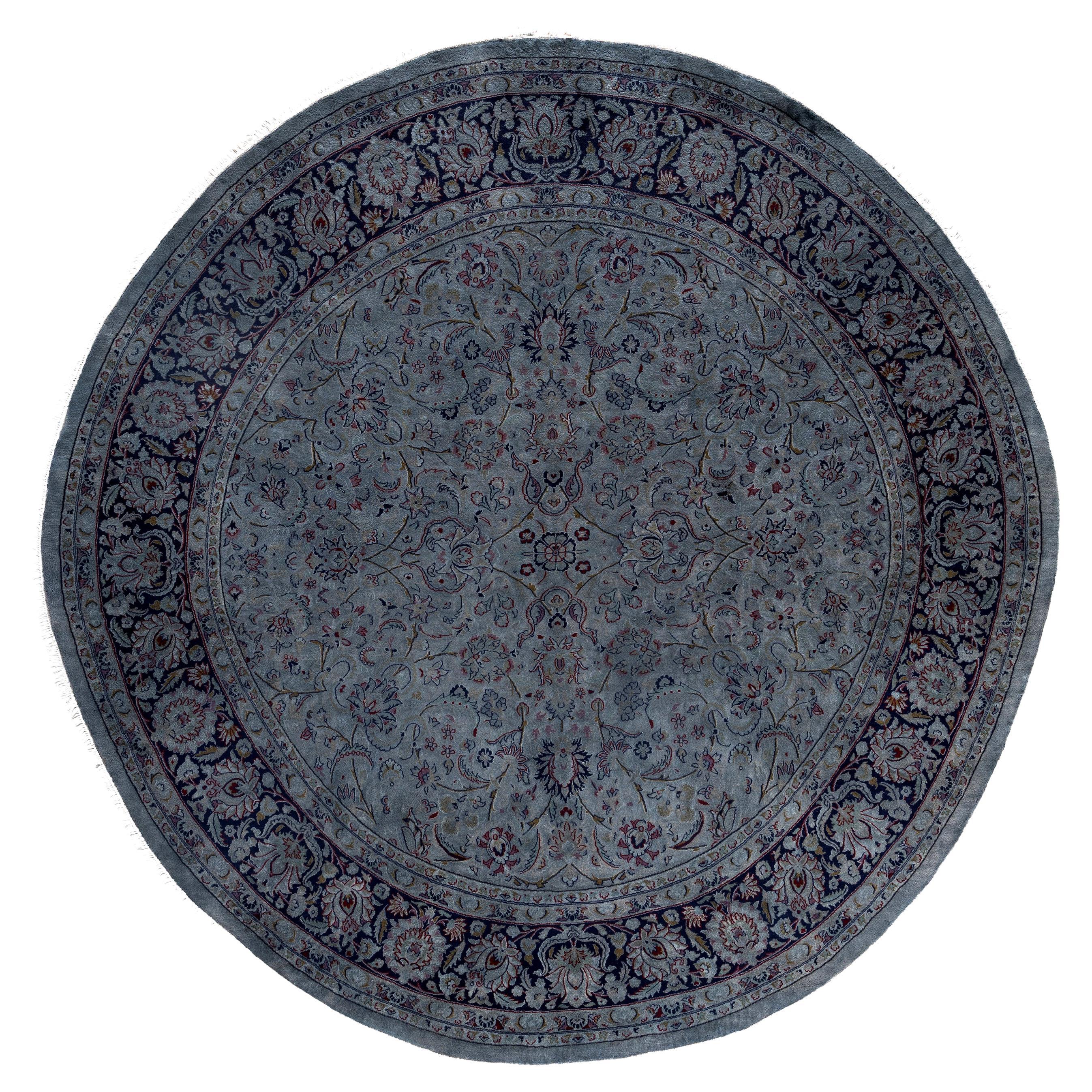 Alfombra redonda de lana Overdyed Gris Única 8' 0" x 8' 1" en venta