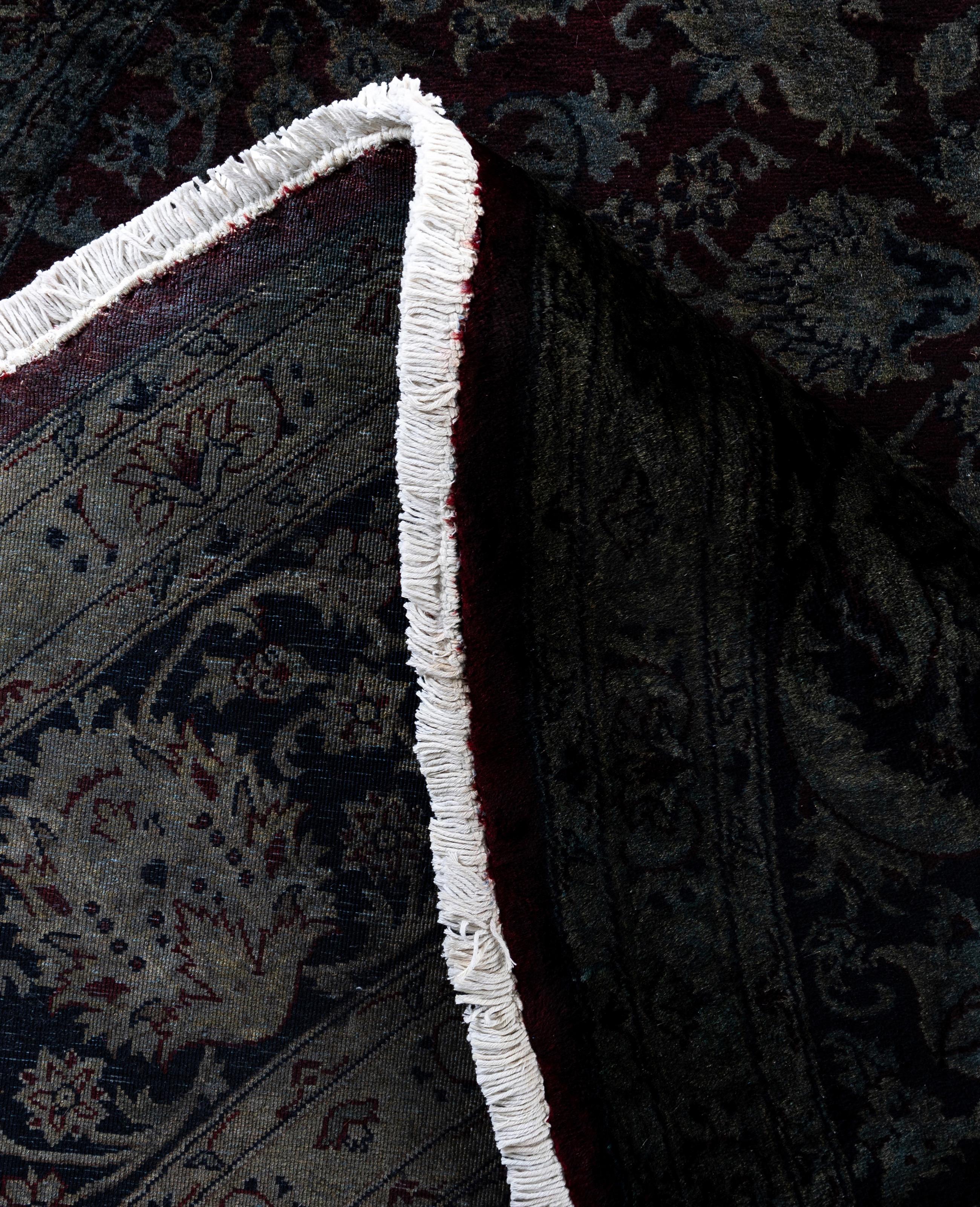 Overdyed One-of-a-Kind Wolle Grau Runde Bereich Teppich 8' 1