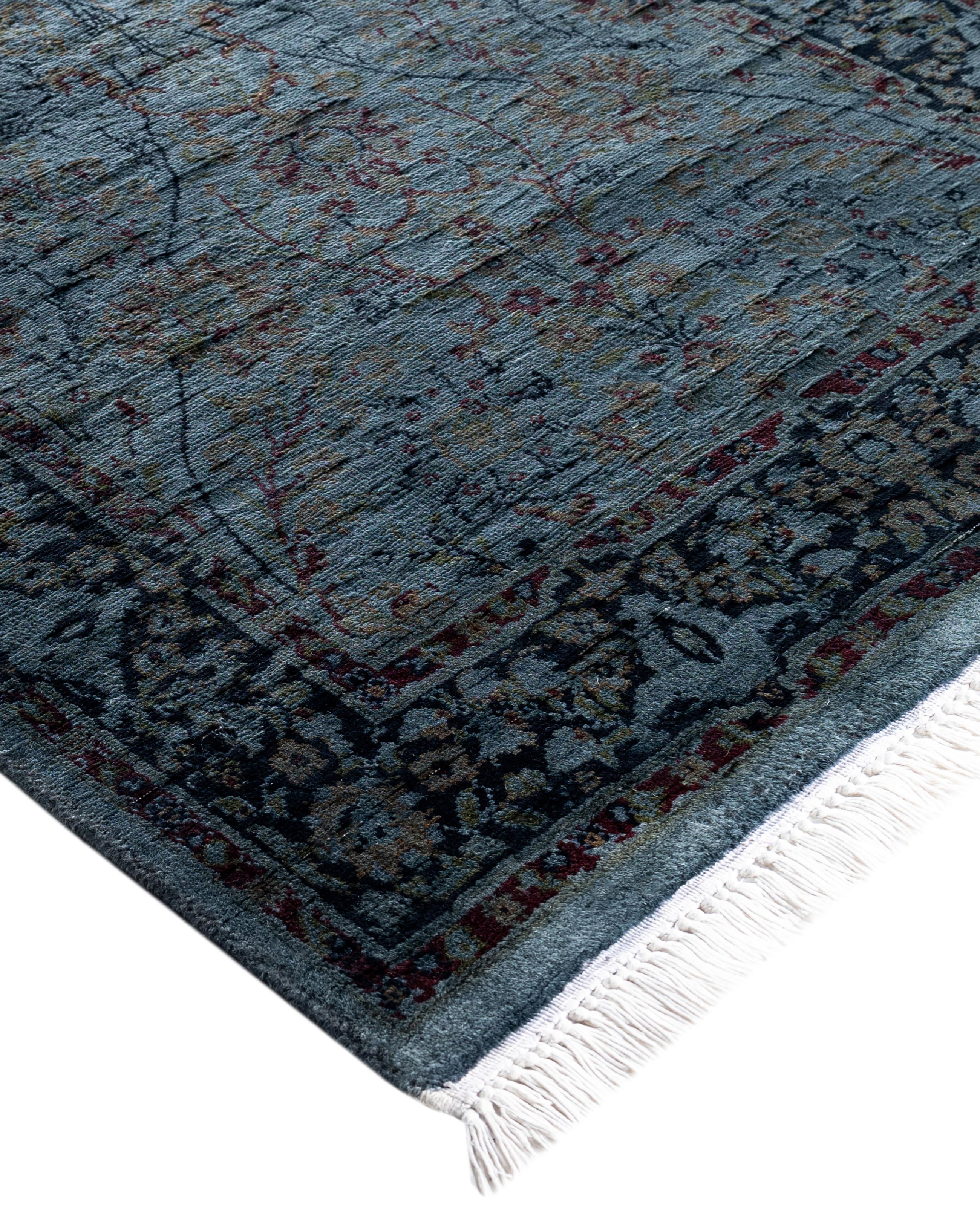 Over-dyed area rugs are created by taking vintage or traditional rugs and applying a vibrant, monochromatic dye over the existing patterns. This technique results in a bold, modern aesthetic while preserving the intricate designs beneath, blending