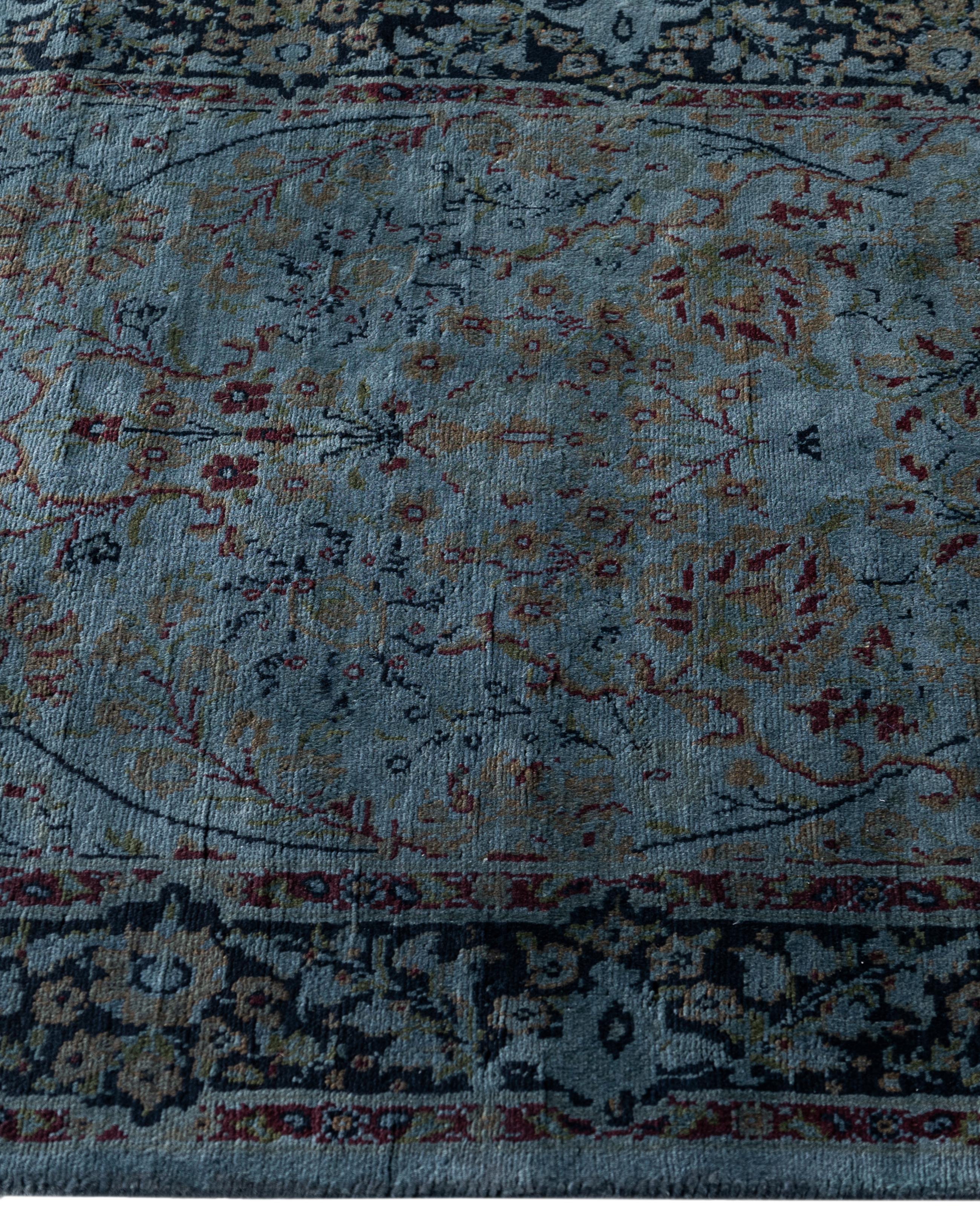 Hand-Knotted Overdyed One-of-a-Kind Wool Gray Runner 2' 5