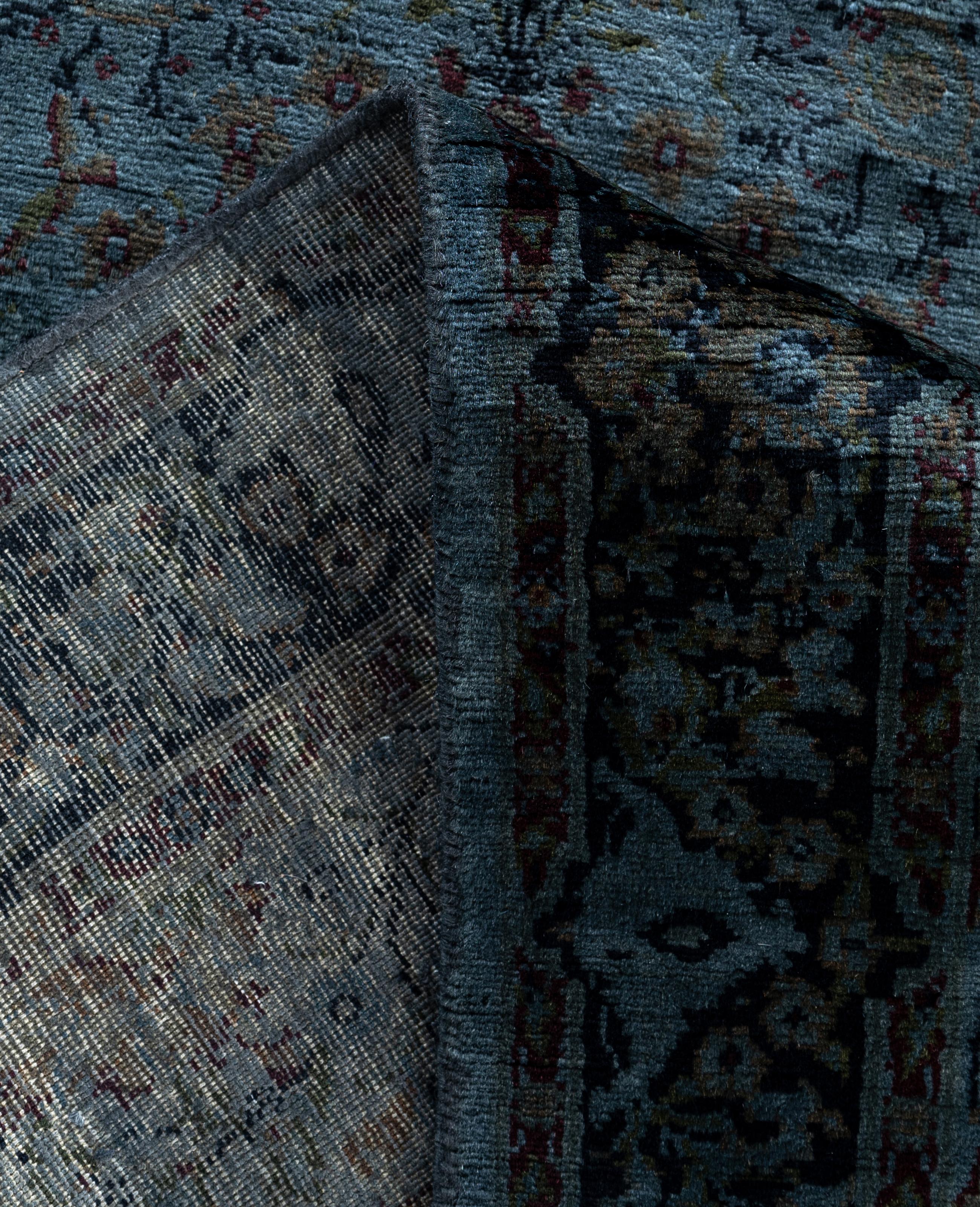 Contemporary Overdyed One-of-a-Kind Wool Gray Runner 2' 5
