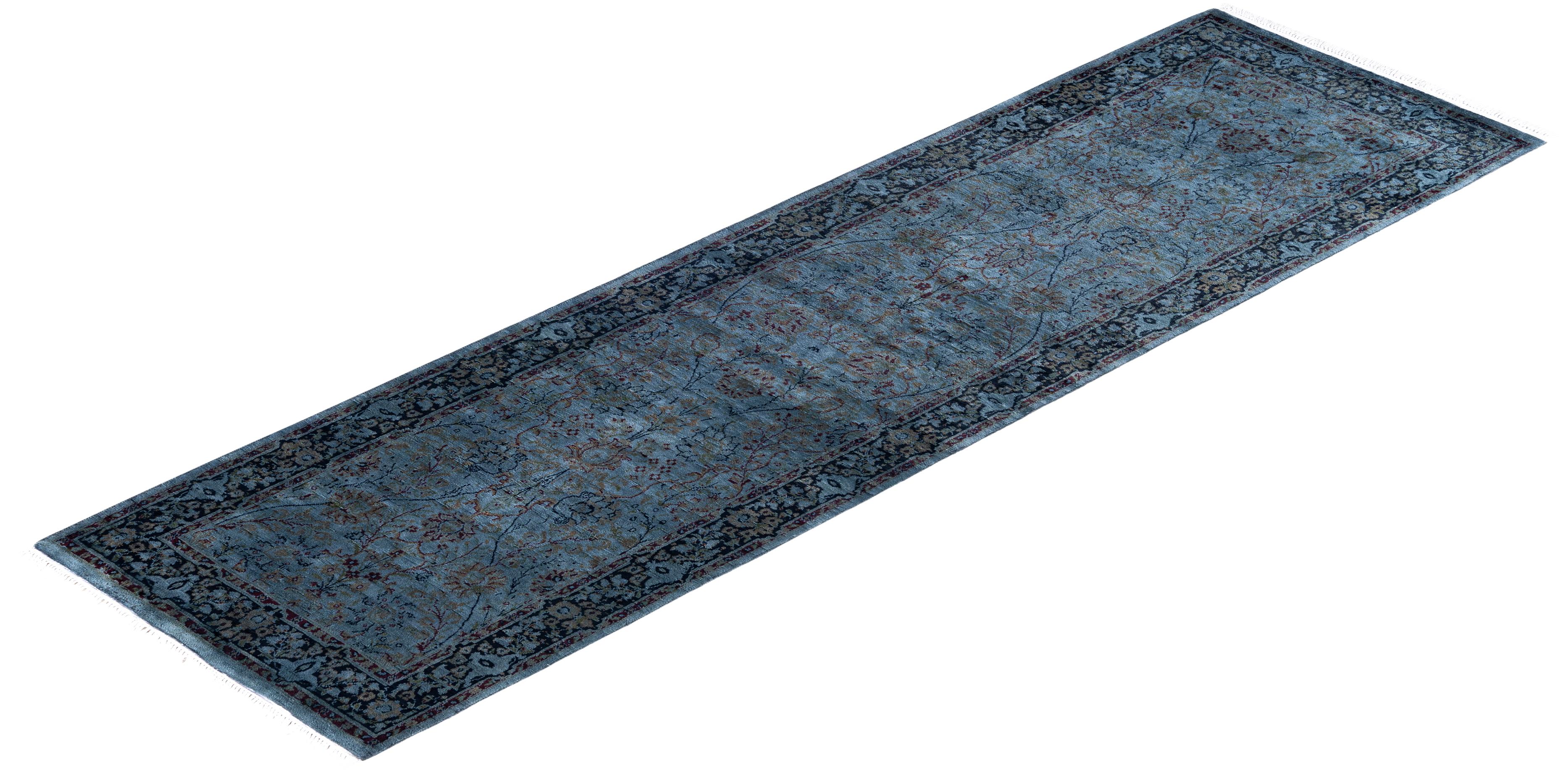 Overdyed One-of-a-Kind Wool Gray Runner 2' 5